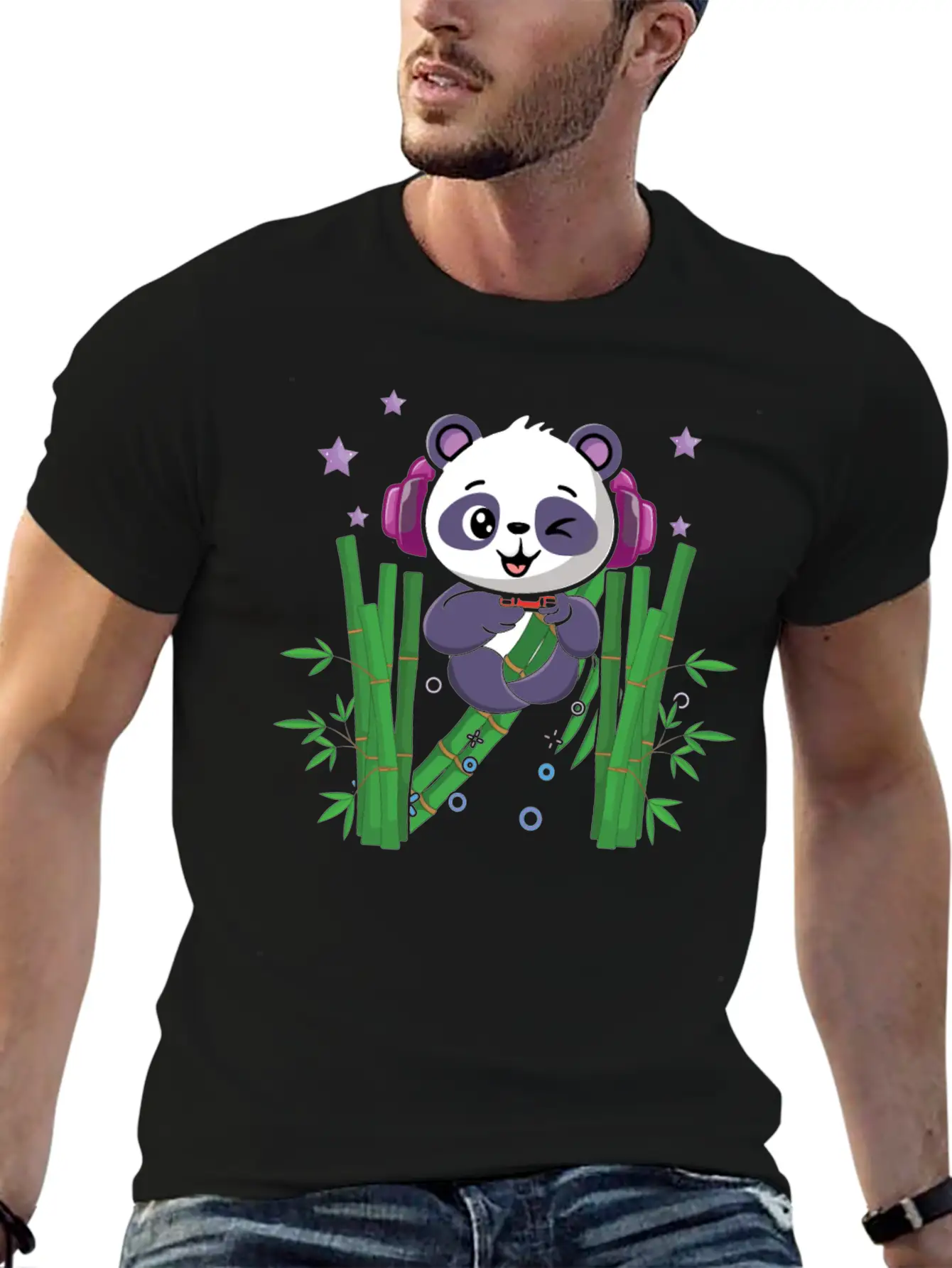 Gaming Panda Cute Playing Video Game Lover Gaming Unisex Short Sleeve Soft Cotton T-Shirt – Casual Everyday Wear