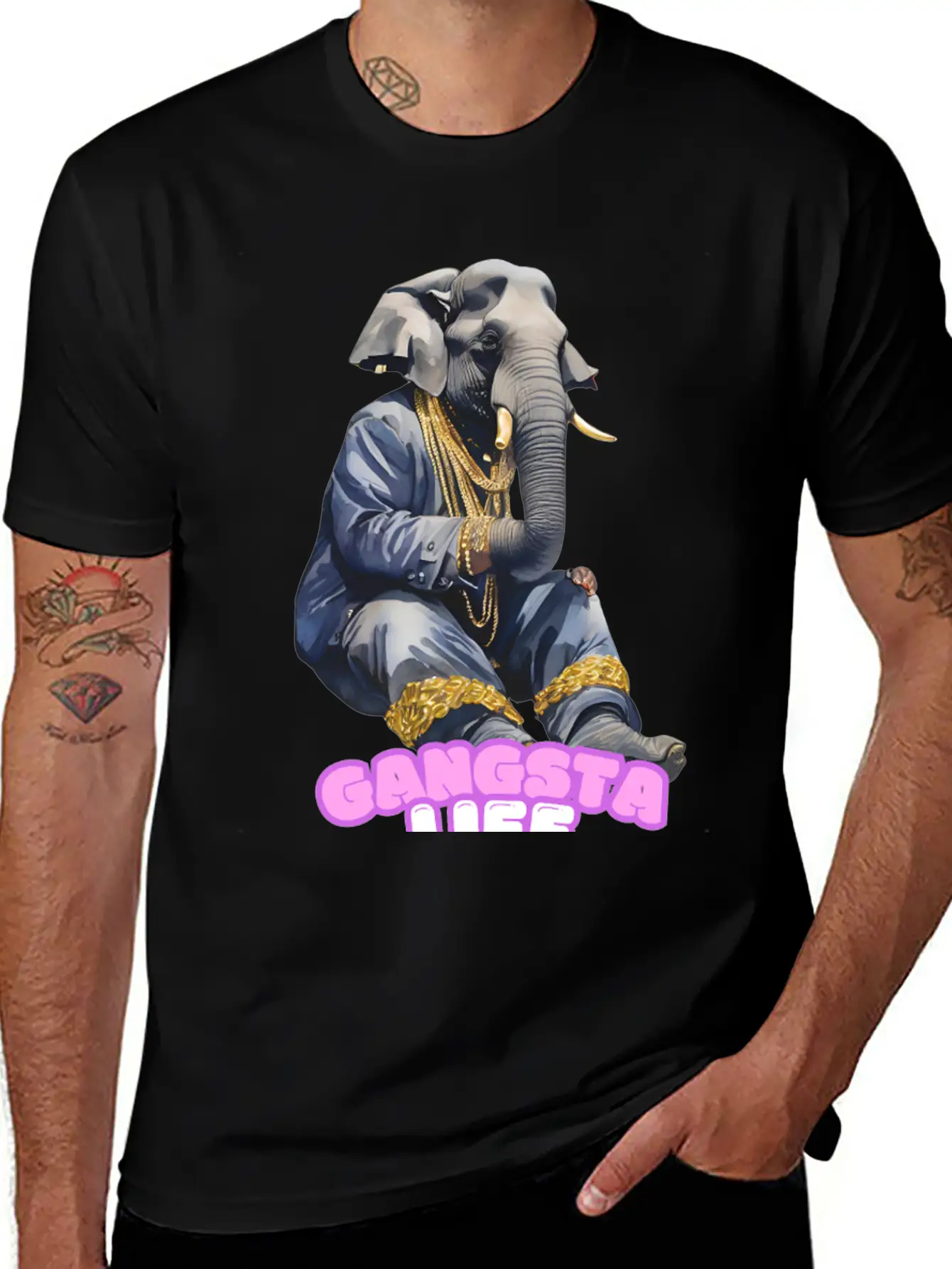 Gangsta Life Elephant Essential Unisex Summer Tee – Soft Cotton Casual Fit