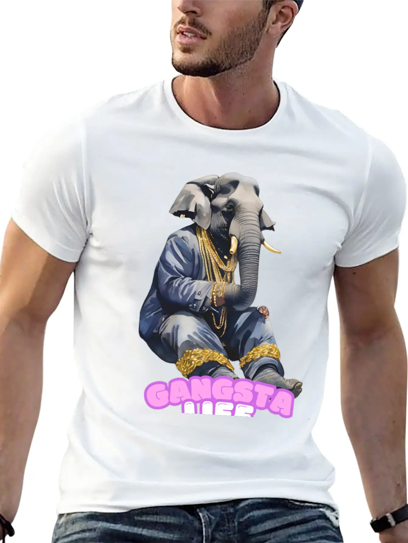 Gangsta Life Elephant Essential Unisex Summer Tee – Soft Cotton Casual Fit