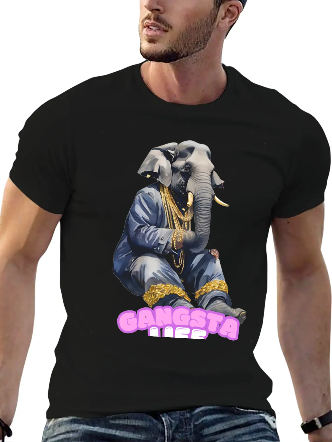 Gangsta Life Elephant Essential Unisex Summer Tee – Soft Cotton Casual Fit