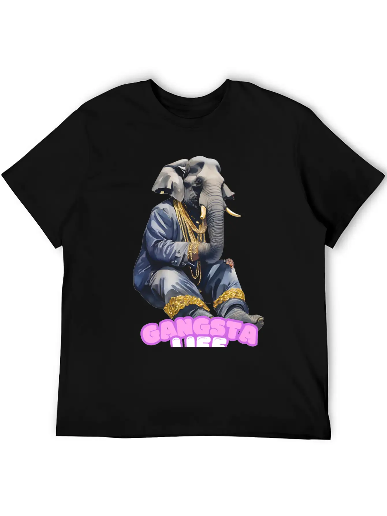 Gangsta Life Elephant Essential Unisex Summer Tee – Soft Cotton Casual Fit