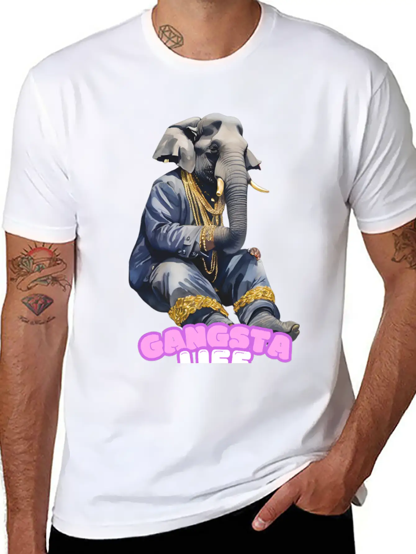 Gangsta Life Elephant Essential Unisex Summer Tee – Soft Cotton Casual Fit