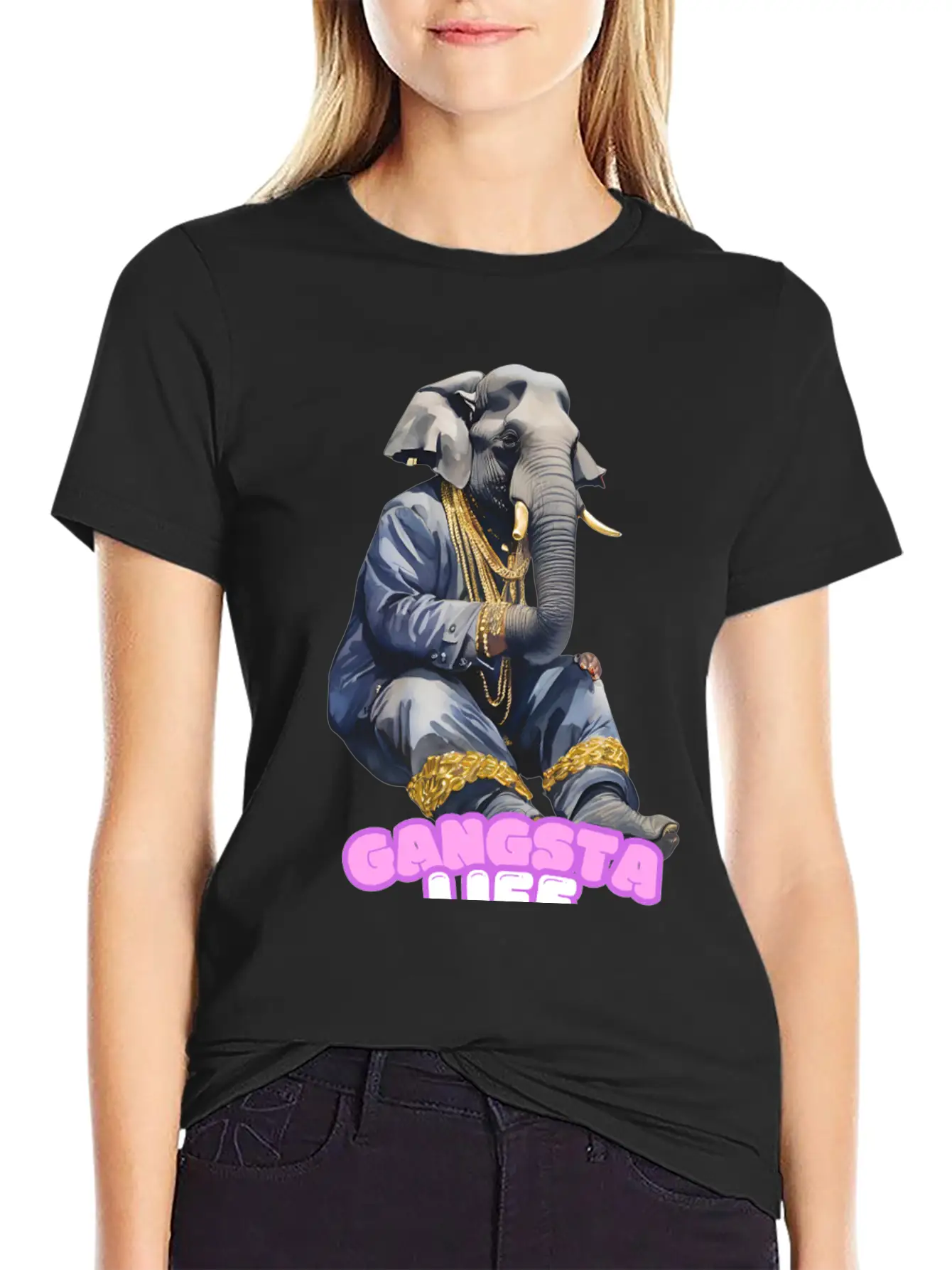 Gangsta Life Elephant Essential Unisex Summer Tee – Soft Cotton Casual Fit