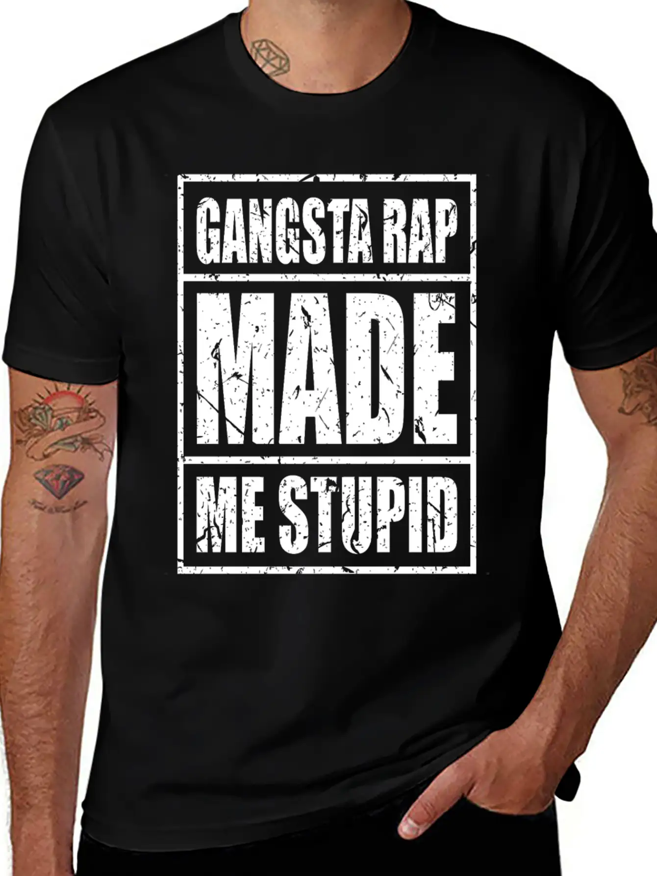 Gangster Gangsta Rap Made Me Stupid Make Me Stupid Stylish Everyday T-Shirt – Unisex Basic Cotton Tee