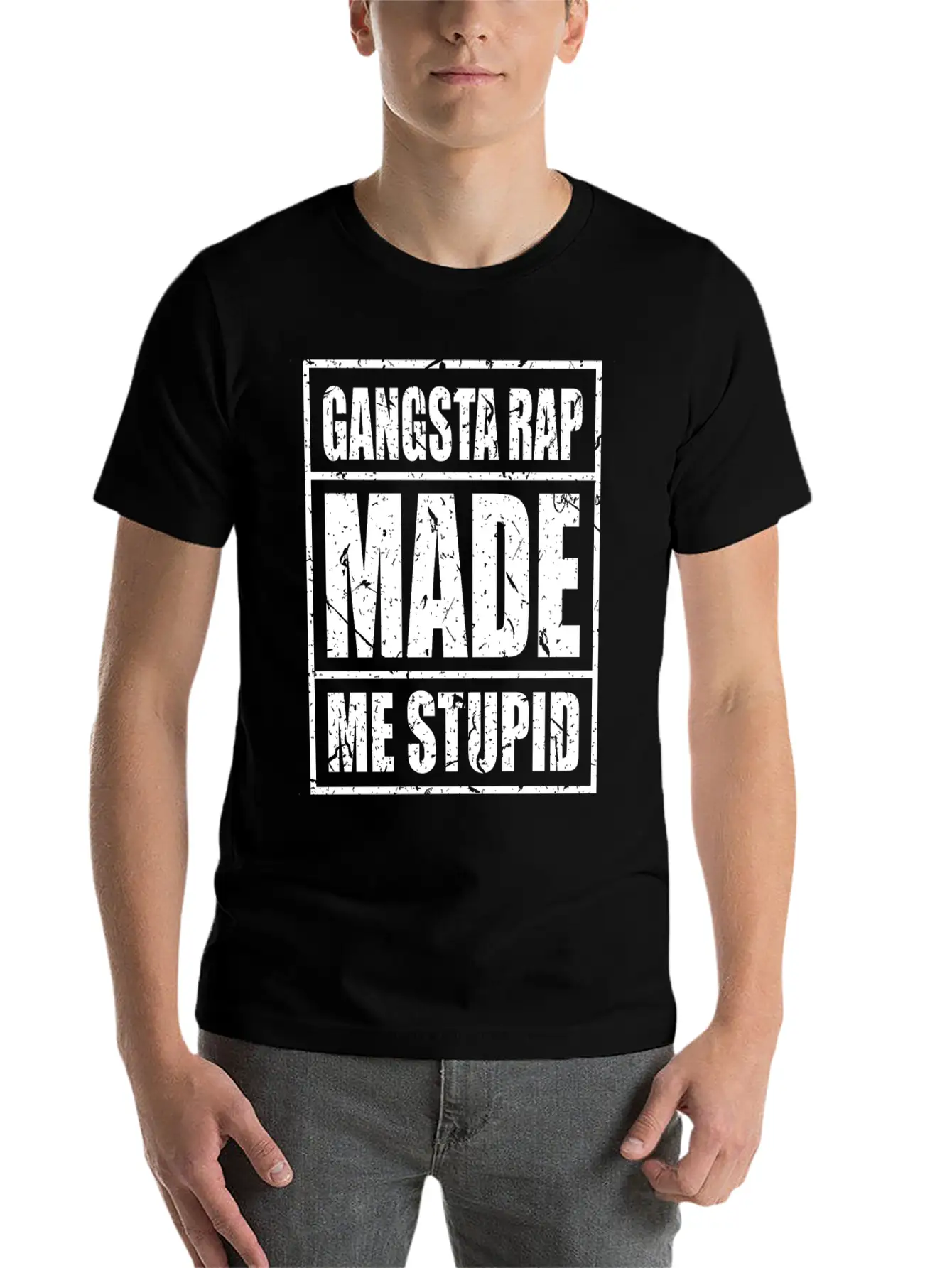 Gangster Gangsta Rap Made Me Stupid Make Me Stupid Stylish Everyday T-Shirt – Unisex Basic Cotton Tee