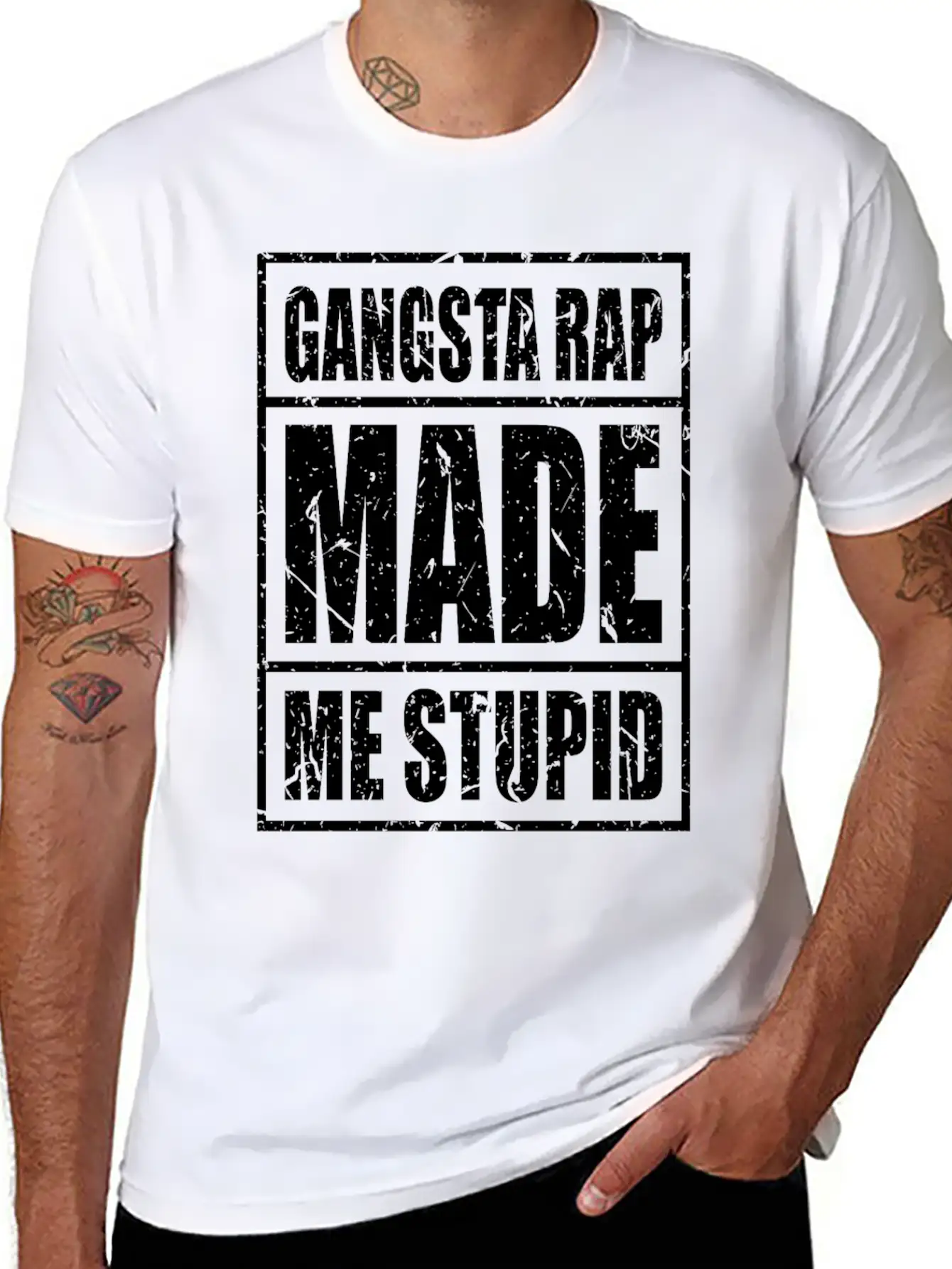 Gangster Gangsta Rap Made Me Stupid Make Me Stupid Stylish Everyday T-Shirt – Unisex Basic Cotton Tee