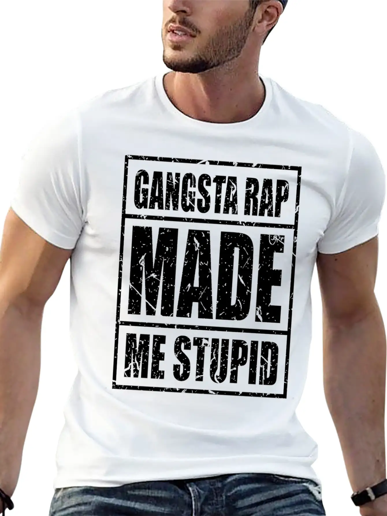 Gangster Gangsta Rap Made Me Stupid Make Me Stupid Stylish Everyday T-Shirt – Unisex Basic Cotton Tee