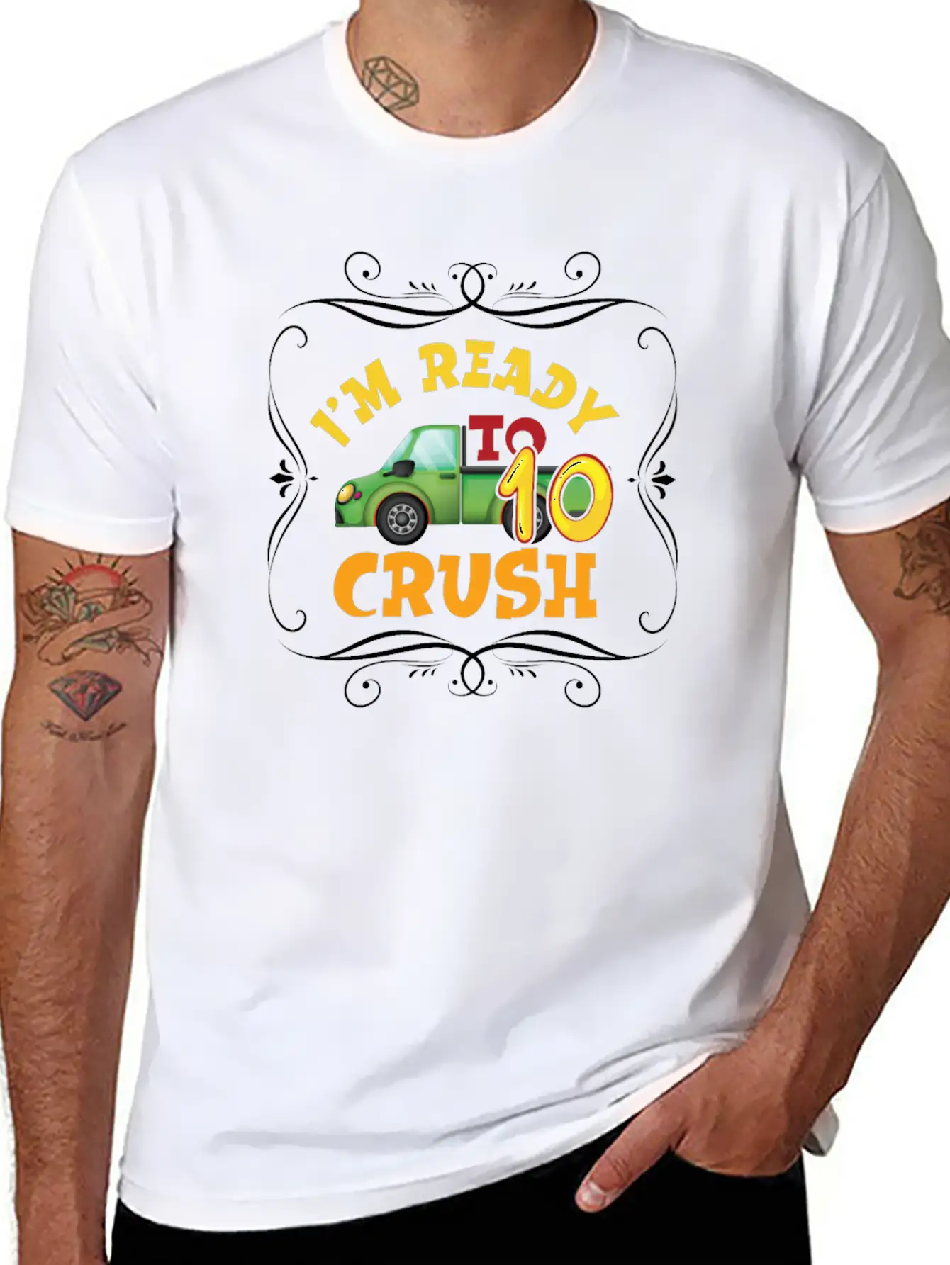 Garbage Truck 10th Birthday Party Birthday Boy Stylish Everyday T-Shirt – Unisex Basic Cotton Tee