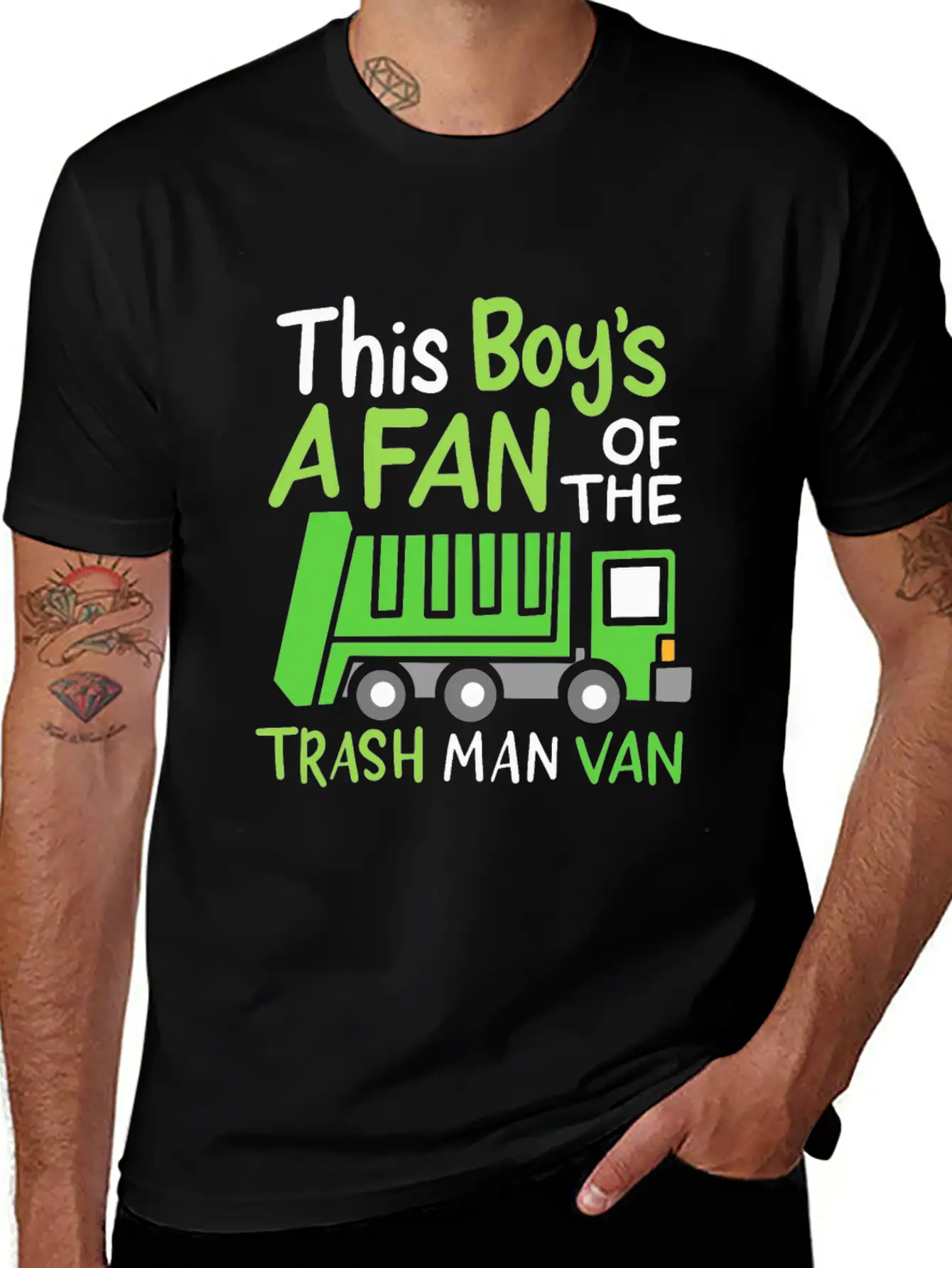 Garbage Truck This Boy Is A Fan Of Trash Man Van Unisex Short Sleeve Soft Cotton T-Shirt – Casual Everyday Wear