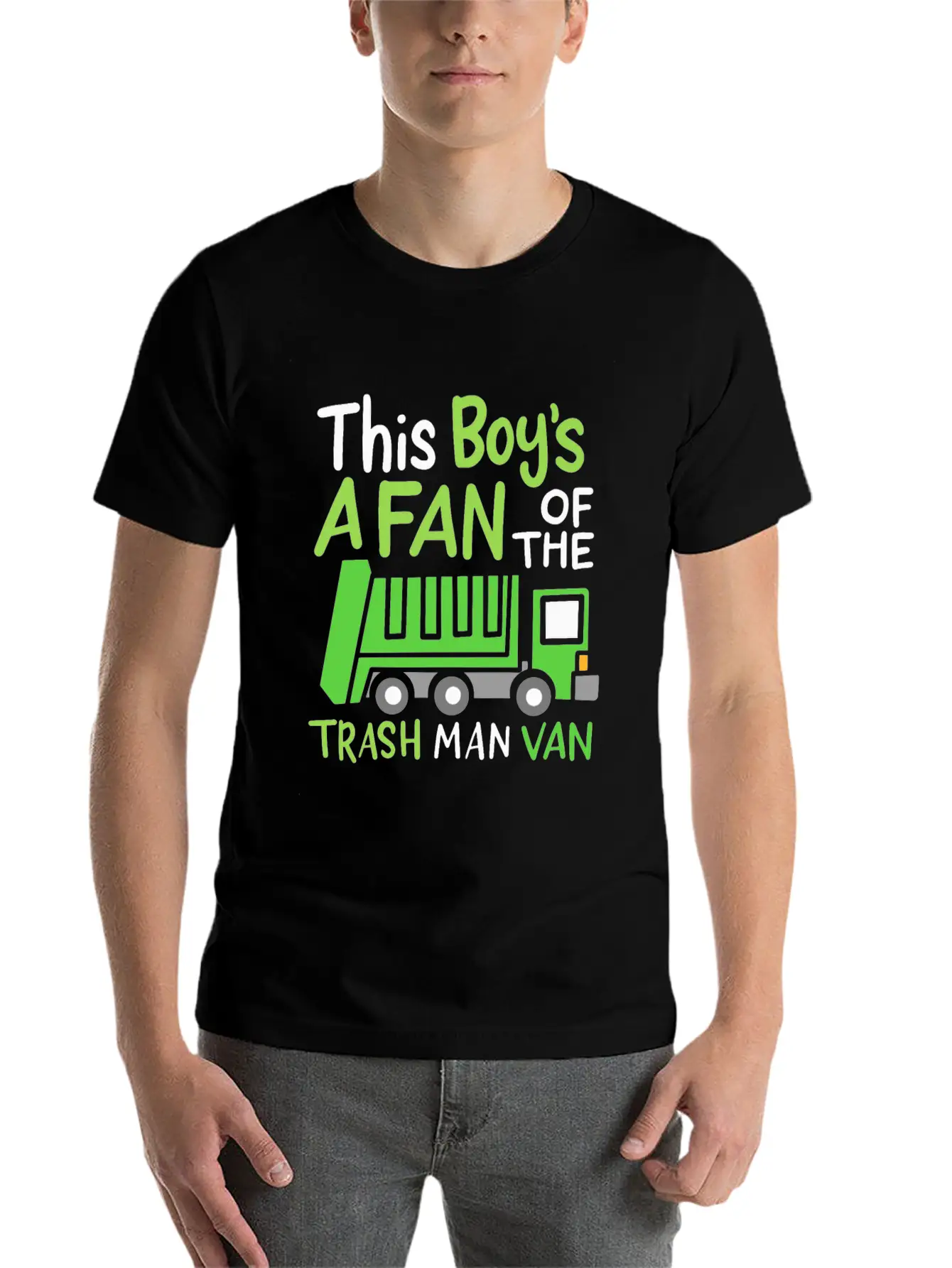 Garbage Truck This Boy Is A Fan Of Trash Man Van Unisex Short Sleeve Soft Cotton T-Shirt – Casual Everyday Wear