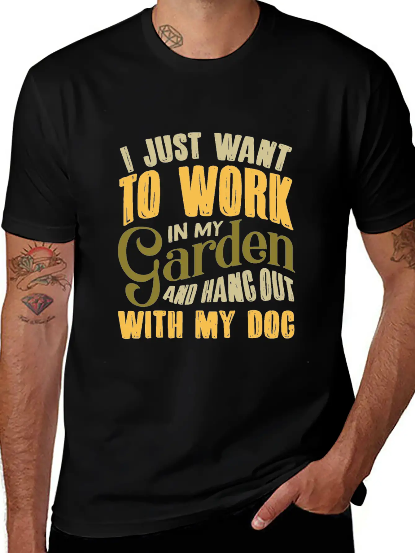 Garden Gardeners And Dogs Unisex Short Sleeve Soft Cotton T-Shirt – Casual Everyday Wear