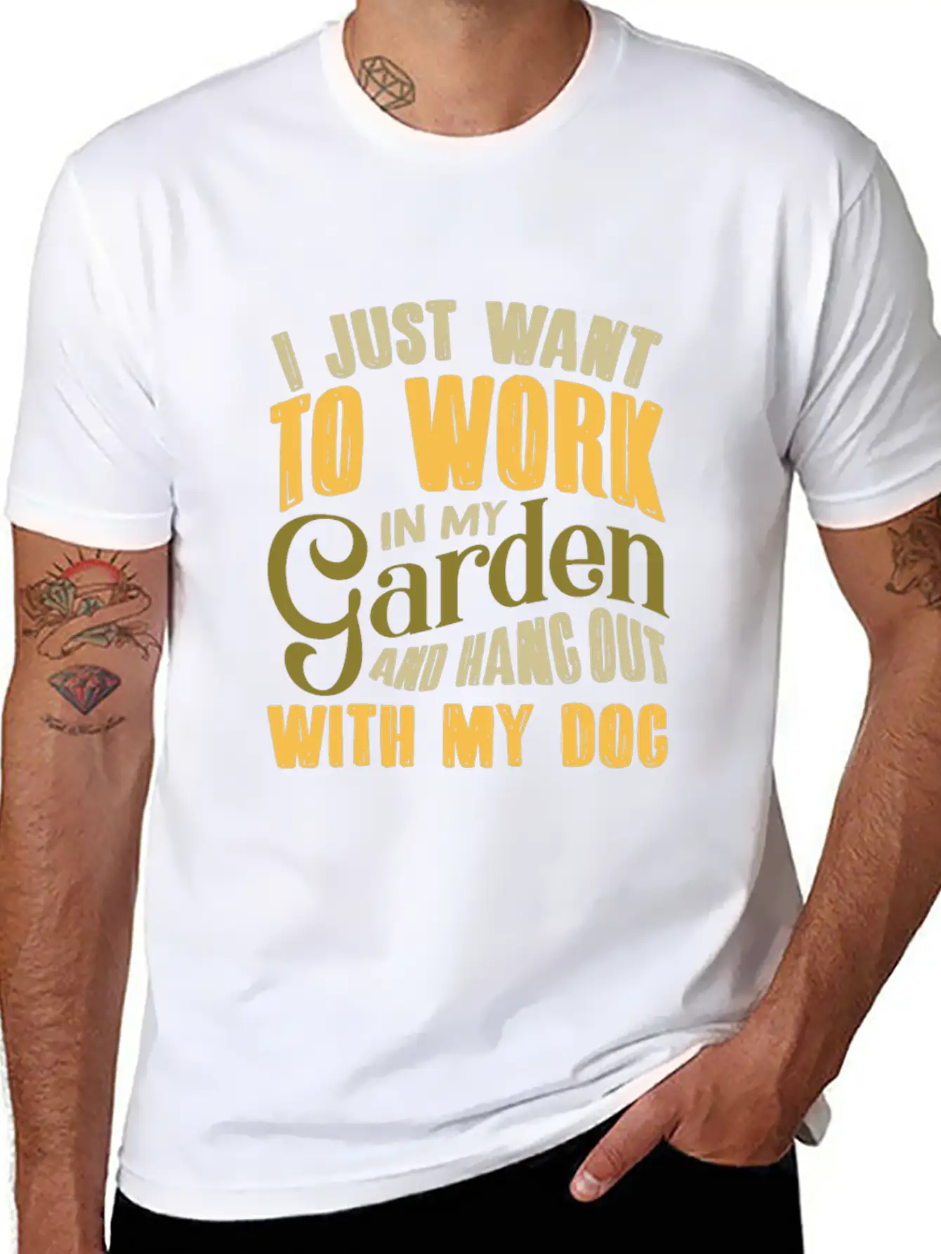 Garden Gardeners And Dogs Unisex Short Sleeve Soft Cotton T-Shirt – Casual Everyday Wear