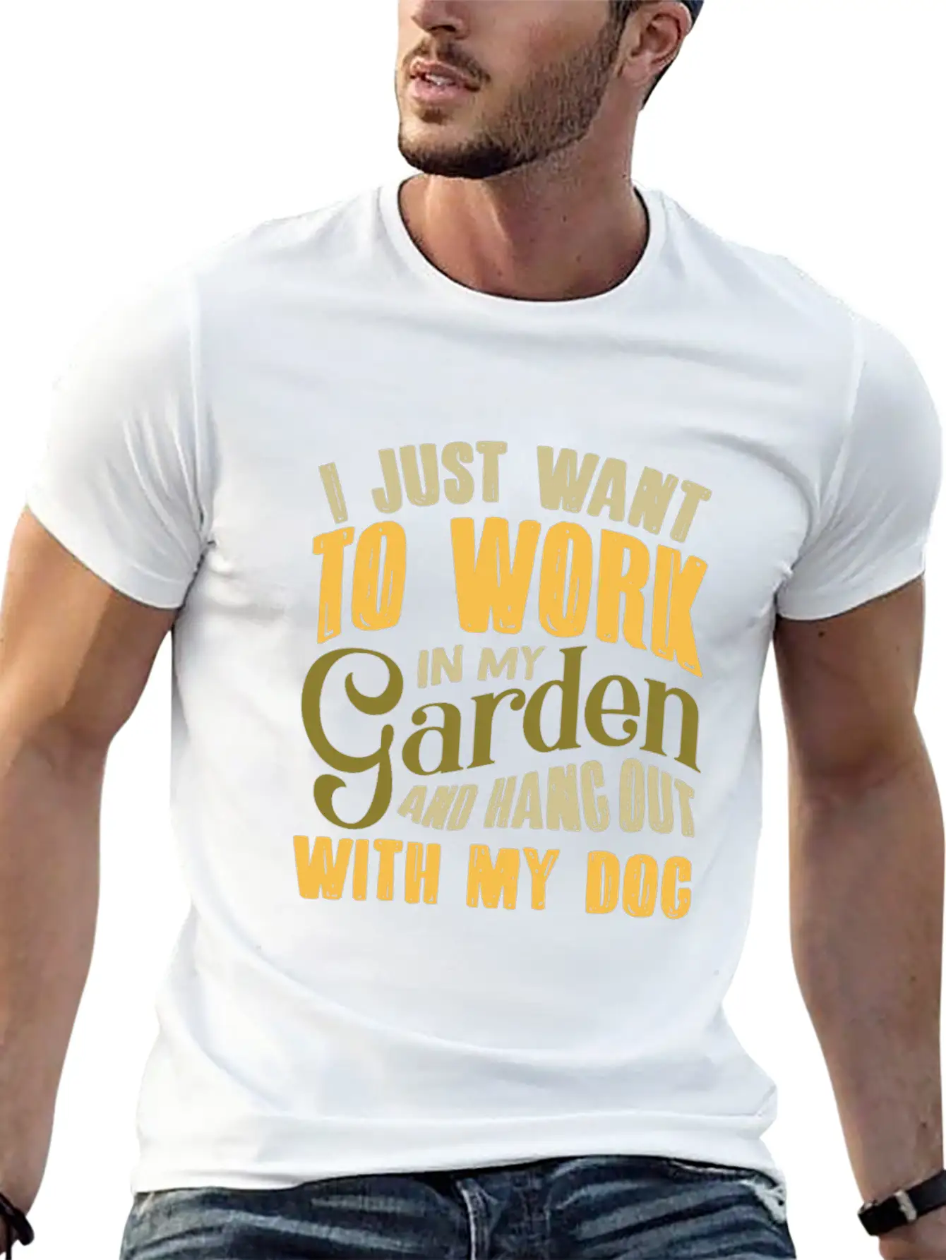 Garden Gardeners And Dogs Unisex Short Sleeve Soft Cotton T-Shirt – Casual Everyday Wear