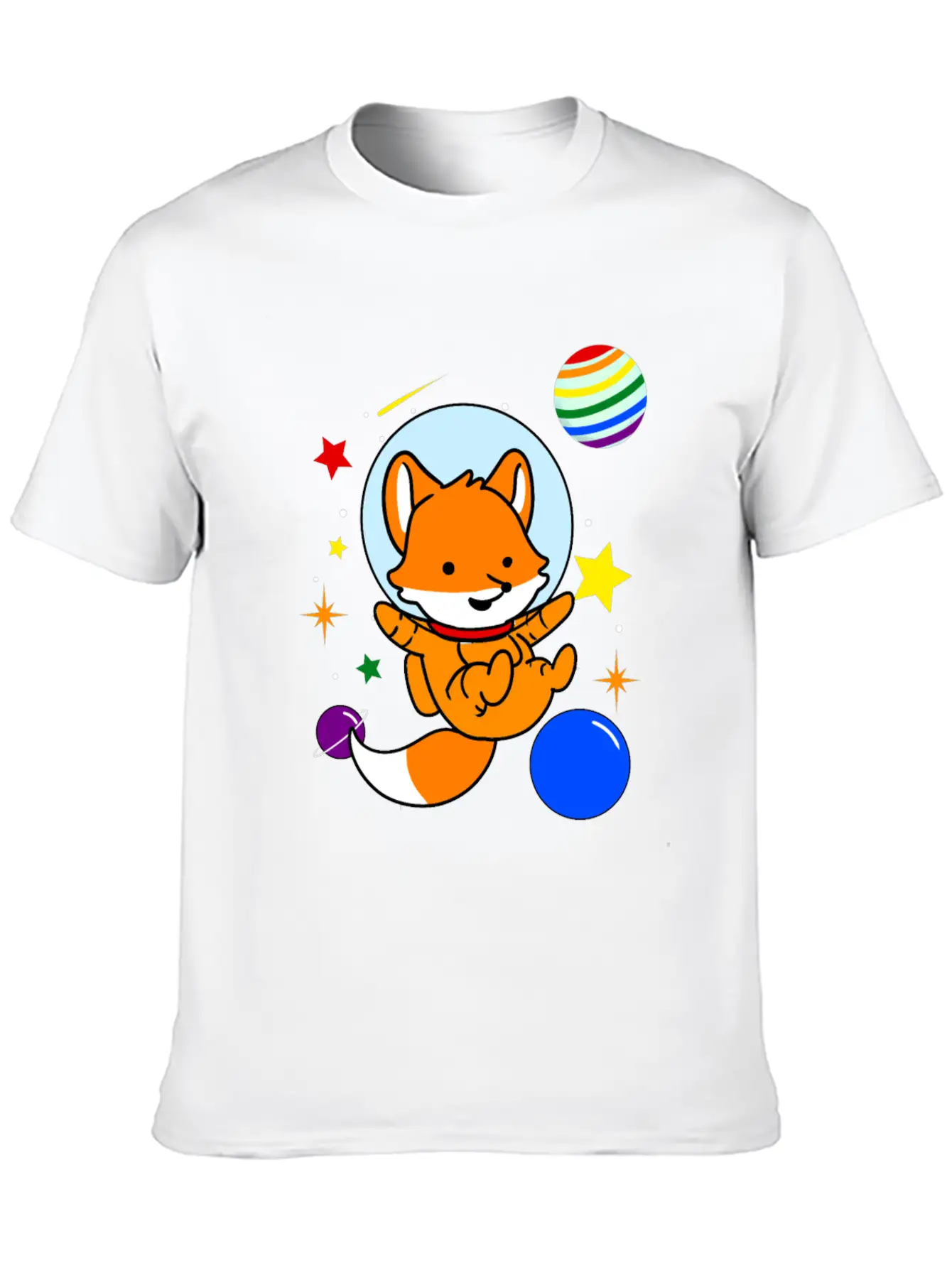 Gay Fox In Space Gay Pride Gift Unisex Short Sleeve Soft Cotton T-Shirt – Casual Everyday Wear
