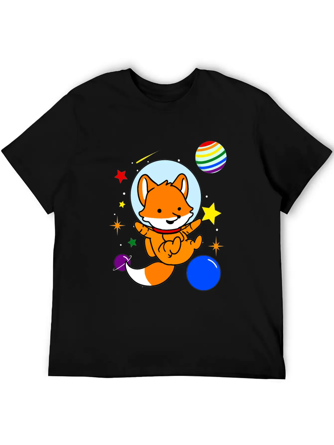 Gay Fox In Space Gay Pride Gift Unisex Short Sleeve Soft Cotton T-Shirt – Casual Everyday Wear