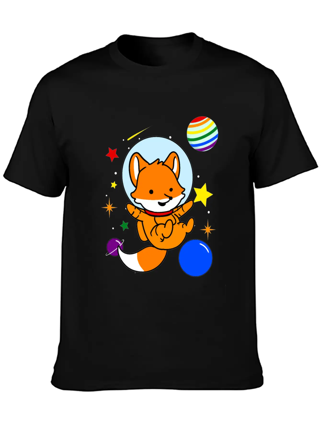 Gay Fox In Space Gay Pride Gift Unisex Short Sleeve Soft Cotton T-Shirt – Casual Everyday Wear