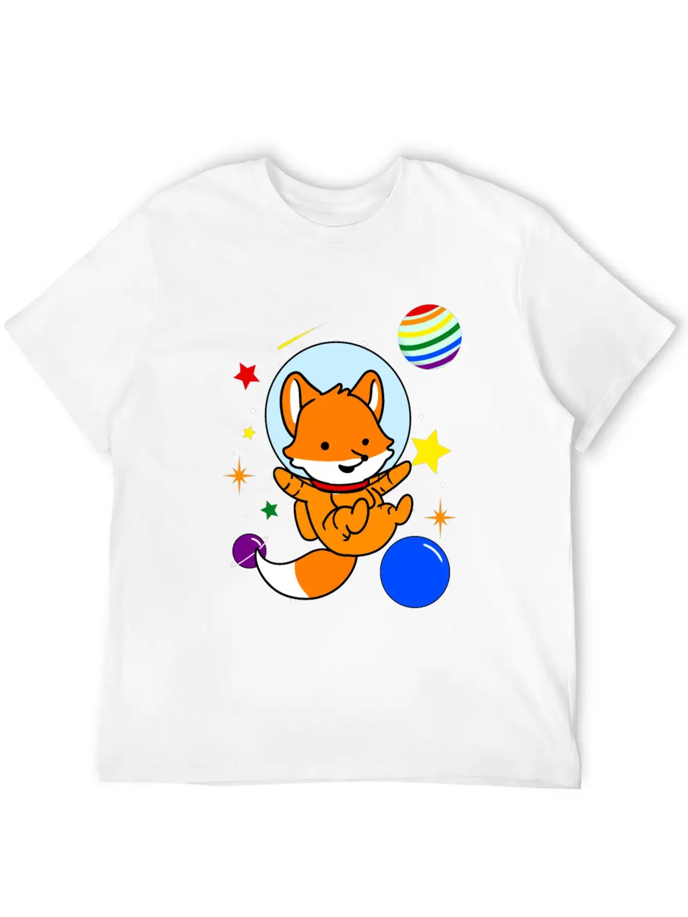 Gay Fox In Space Gay Pride Gift Unisex Short Sleeve Soft Cotton T-Shirt – Casual Everyday Wear