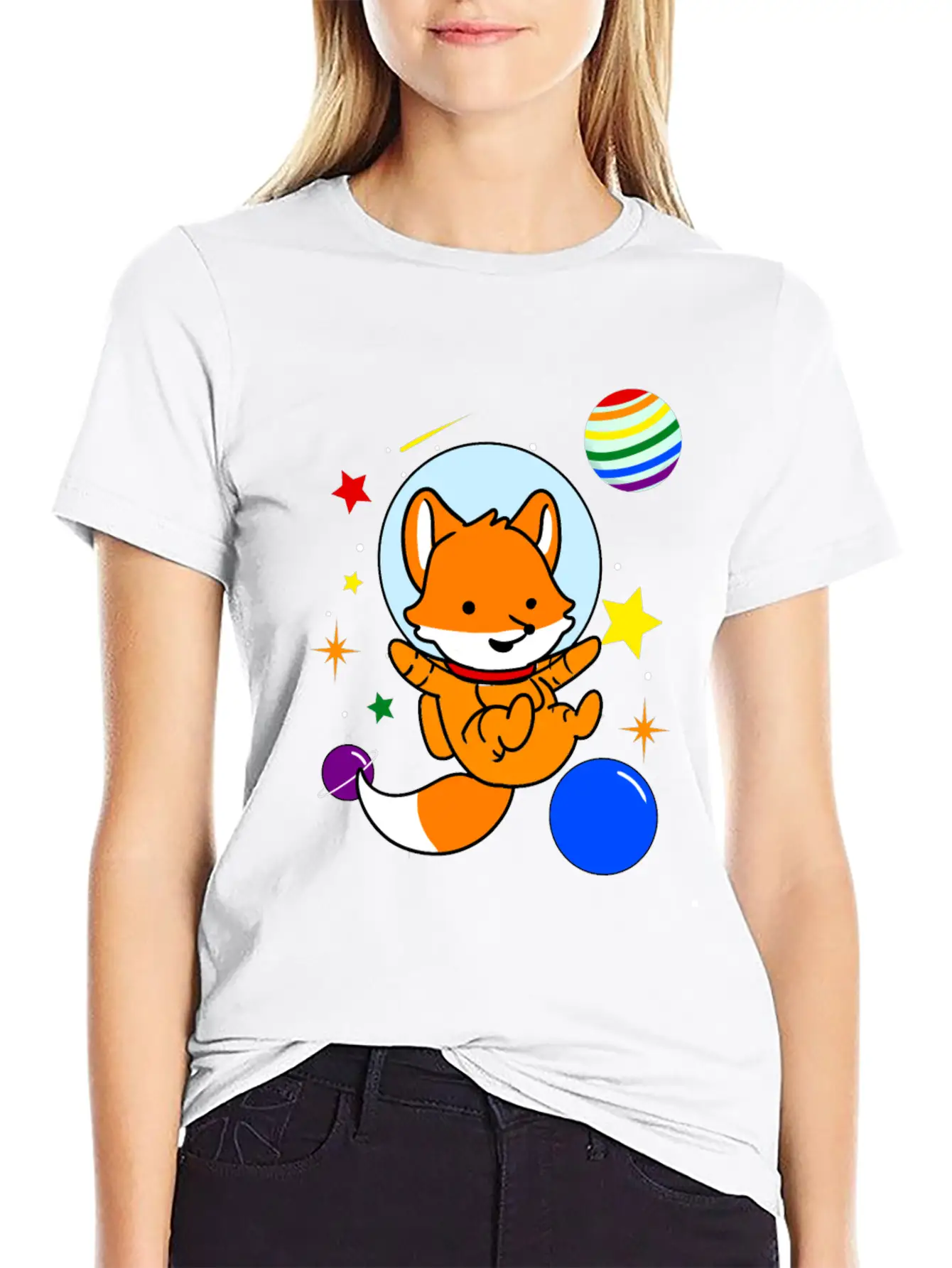 Gay Fox In Space Gay Pride Gift Unisex Short Sleeve Soft Cotton T-Shirt – Casual Everyday Wear