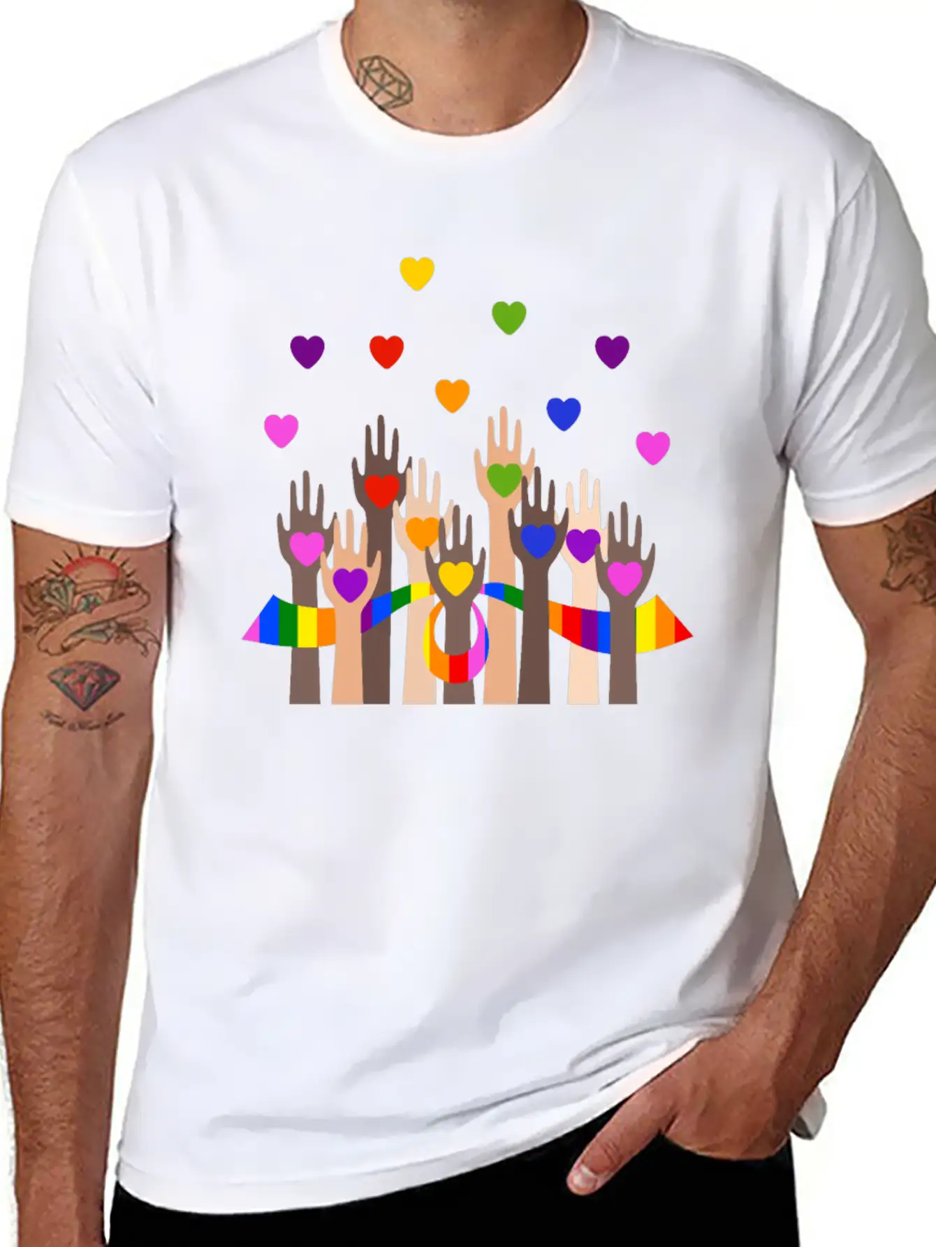 Gay Pride Clothing LGBT Rainbow Flag Heart Unity Unisex Casual T-Shirt – Clean Design For Daily Comfort