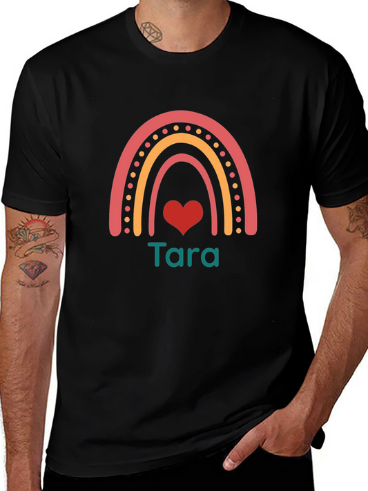 Tara Rainbow Heart Black T-Shirt