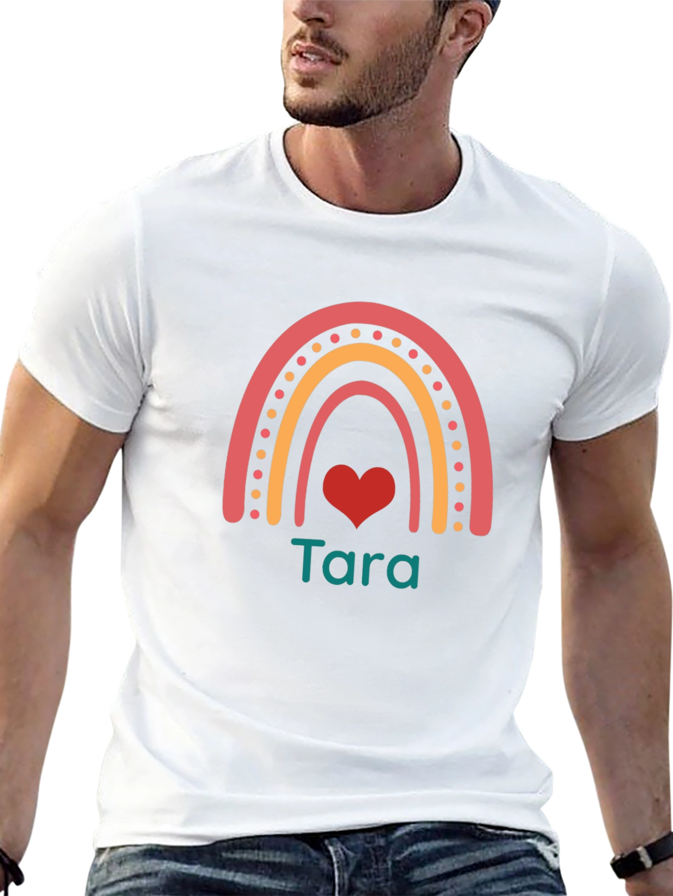 Tara Rainbow Heart Black T-Shirt