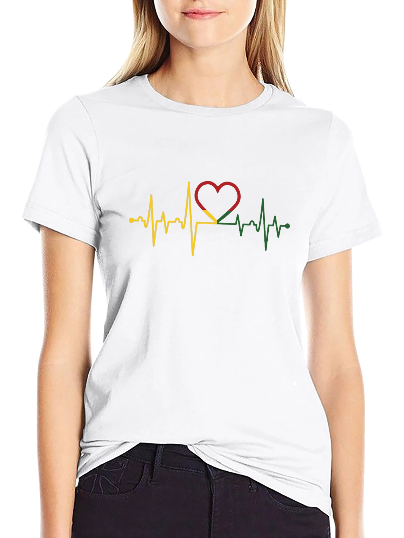 Heartbeat Ghana Flag Graphic T-Shirt