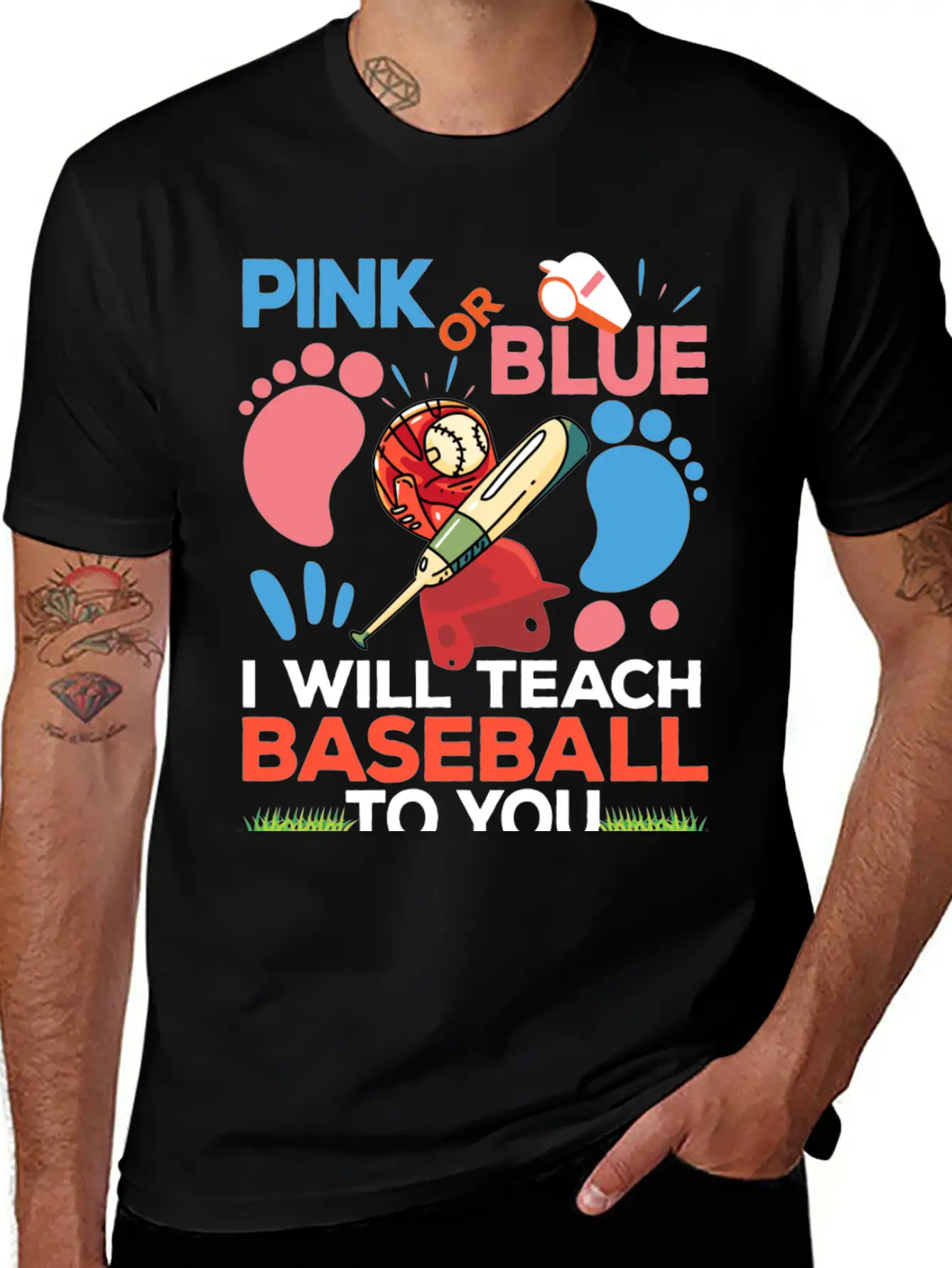 Gender Reveal Party Baby Shower Funny Baseball Fan Unisex Short Sleeve Soft Cotton T-Shirt – Casual Everyday Wear