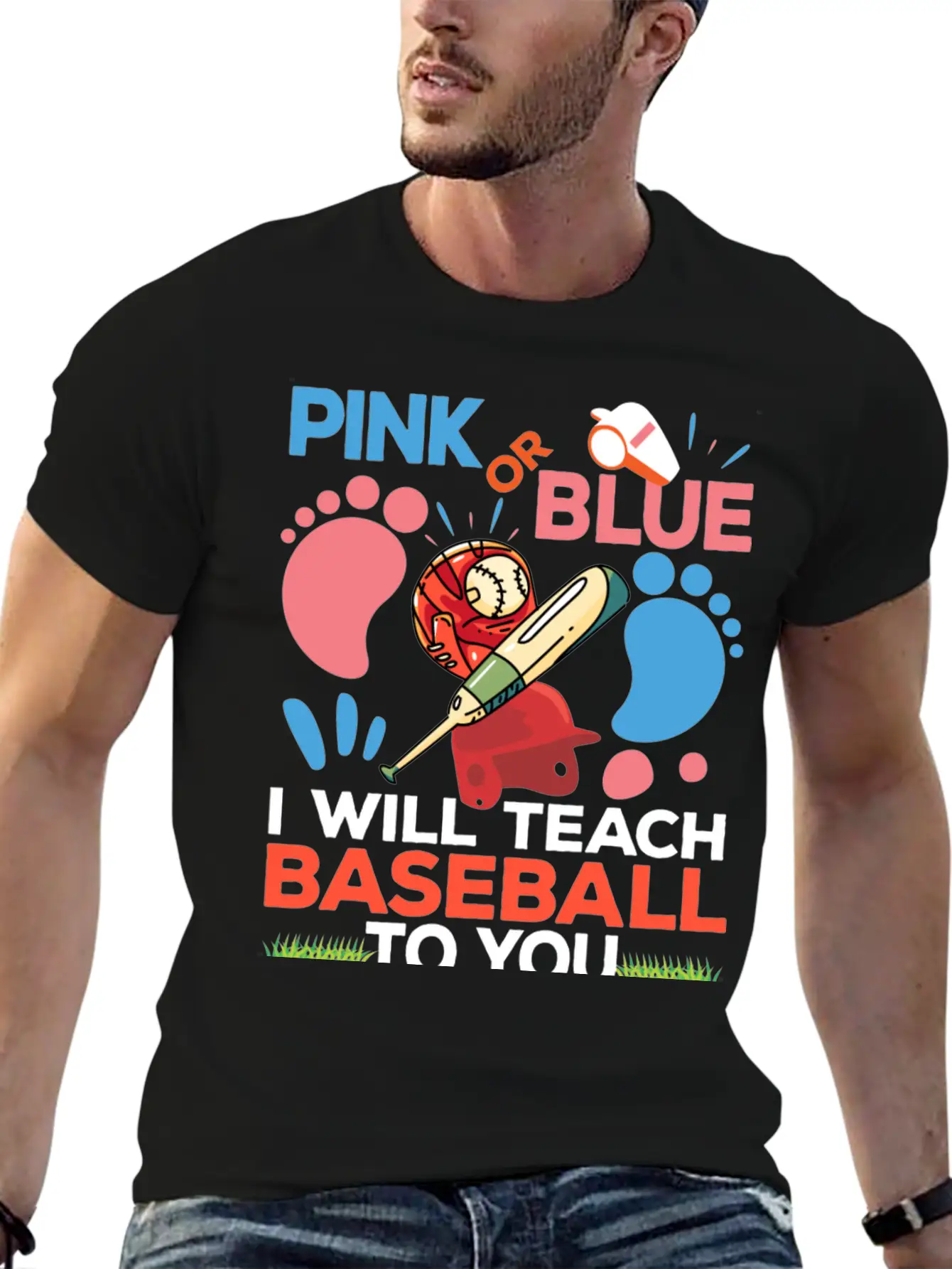 Gender Reveal Party Baby Shower Funny Baseball Fan Unisex Short Sleeve Soft Cotton T-Shirt – Casual Everyday Wear