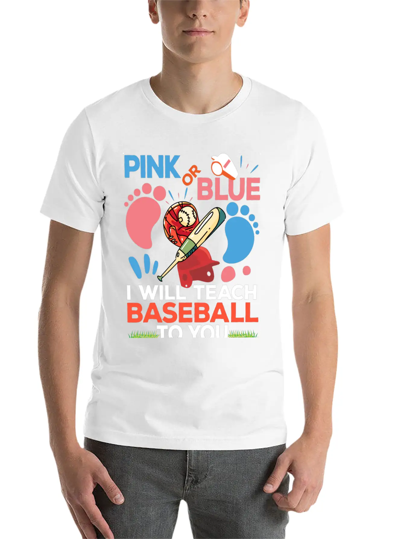 Gender Reveal Party Baby Shower Funny Baseball Fan Unisex Short Sleeve Soft Cotton T-Shirt – Casual Everyday Wear