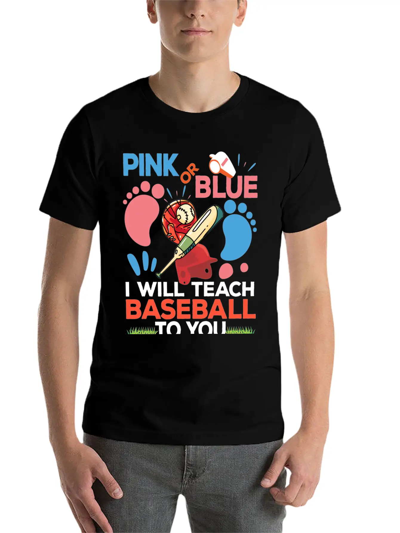 Gender Reveal Party Baby Shower Funny Baseball Fan Unisex Short Sleeve Soft Cotton T-Shirt – Casual Everyday Wear