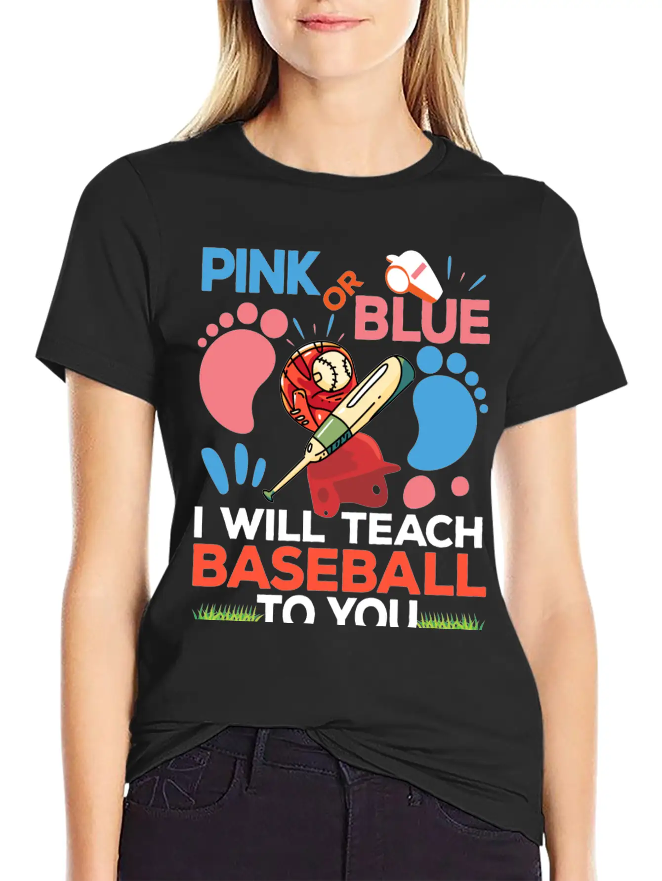 Gender Reveal Party Baby Shower Funny Baseball Fan Unisex Short Sleeve Soft Cotton T-Shirt – Casual Everyday Wear