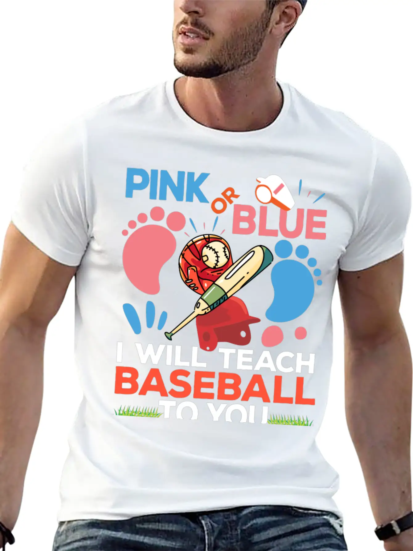 Gender Reveal Party Baby Shower Funny Baseball Fan Unisex Short Sleeve Soft Cotton T-Shirt – Casual Everyday Wear