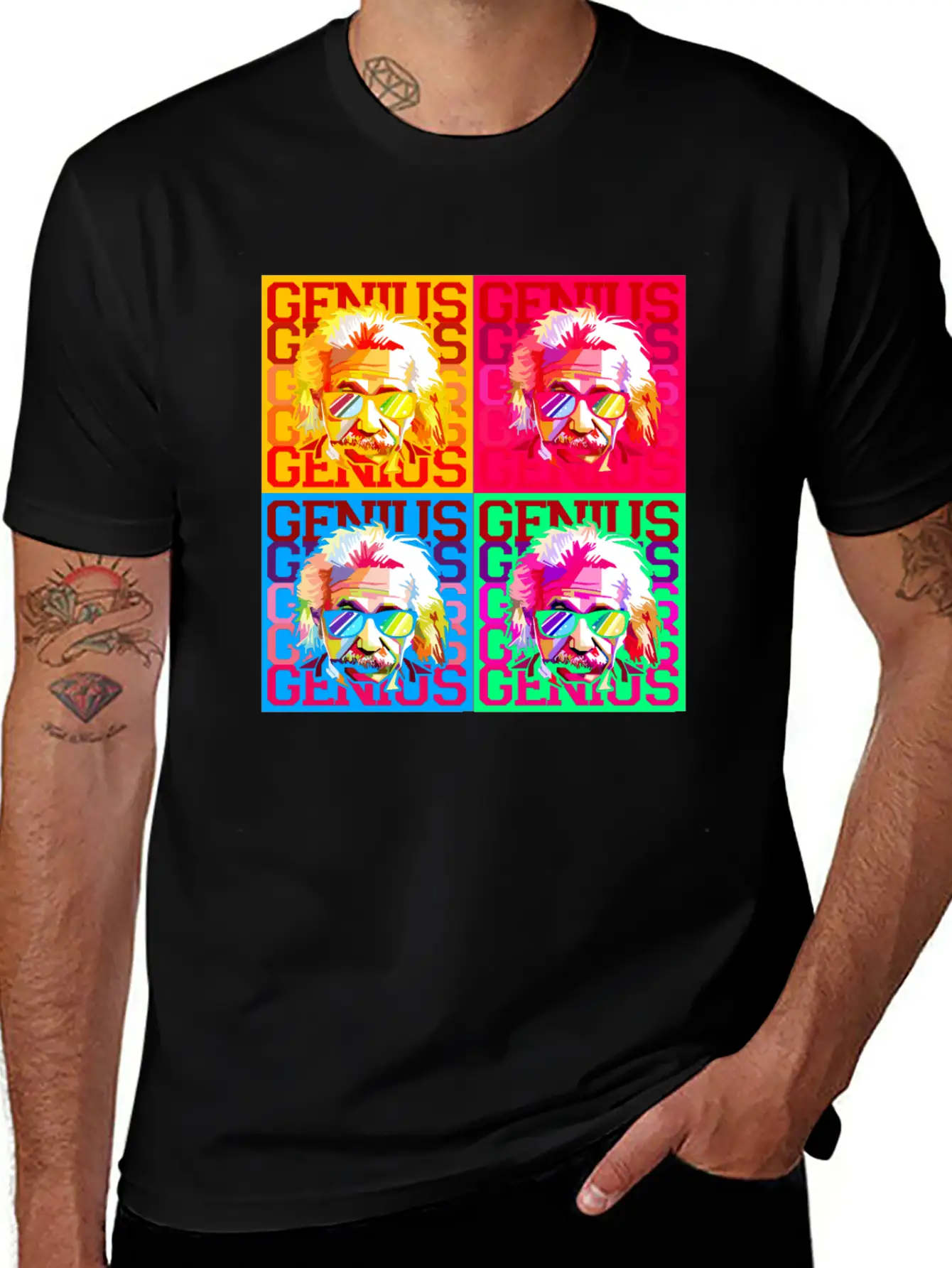 Genius Pop Art Warhol Style Einstein Gift Comfortable Minimalist Graphic Tee – Summer Style Essential