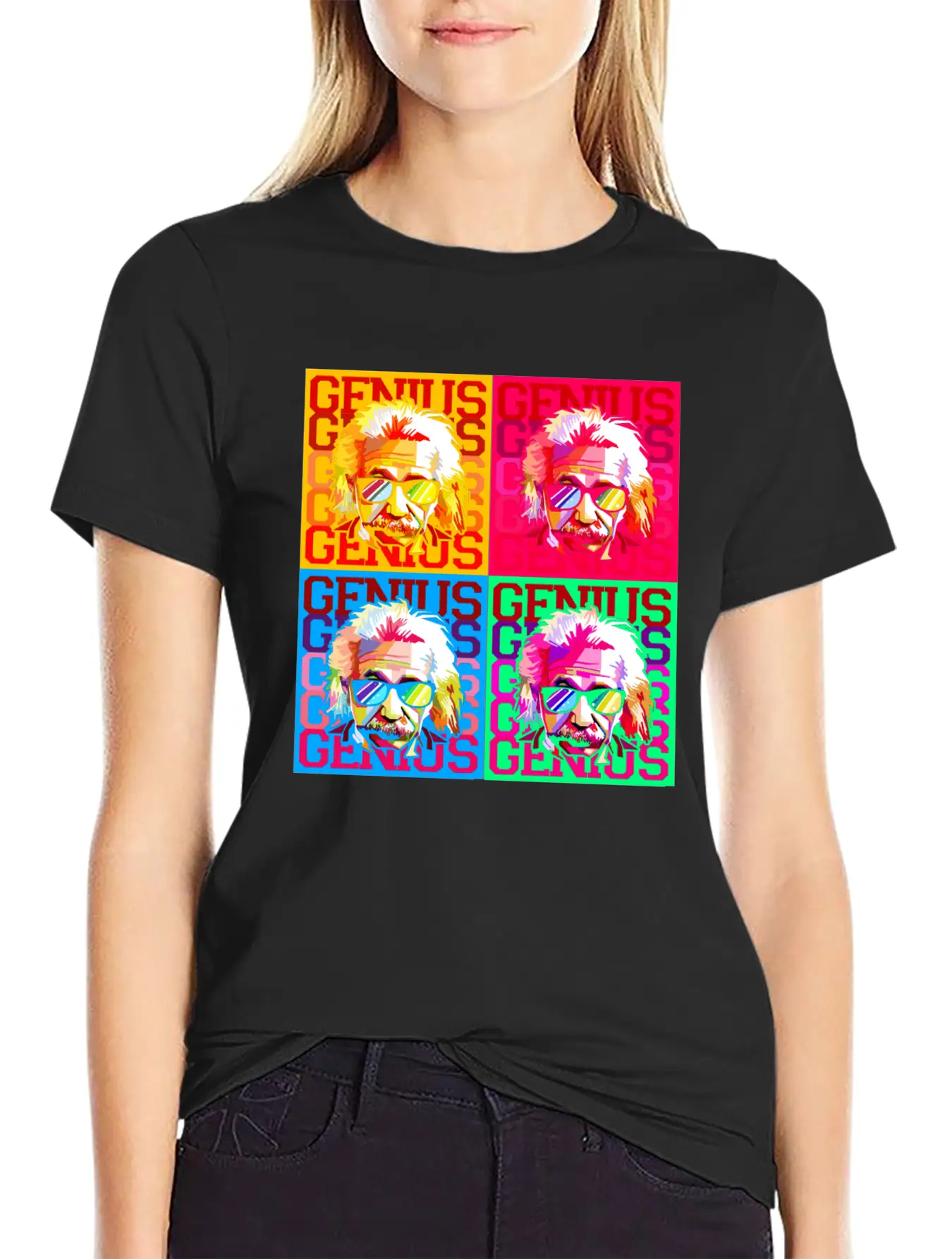 Genius Pop Art Warhol Style Einstein Gift Comfortable Minimalist Graphic Tee – Summer Style Essential