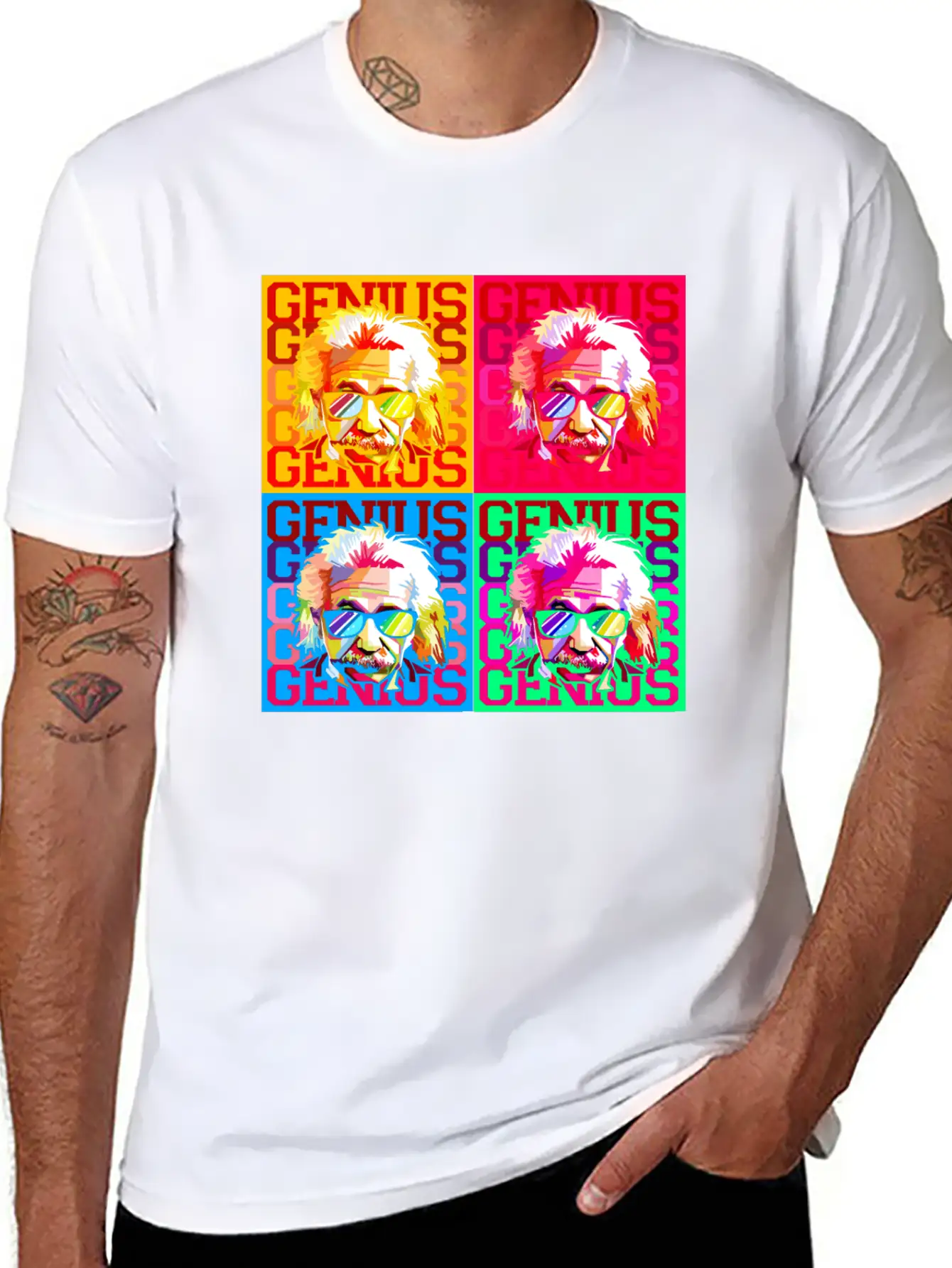 Genius Pop Art Warhol Style Einstein Gift Comfortable Minimalist Graphic Tee – Summer Style Essential