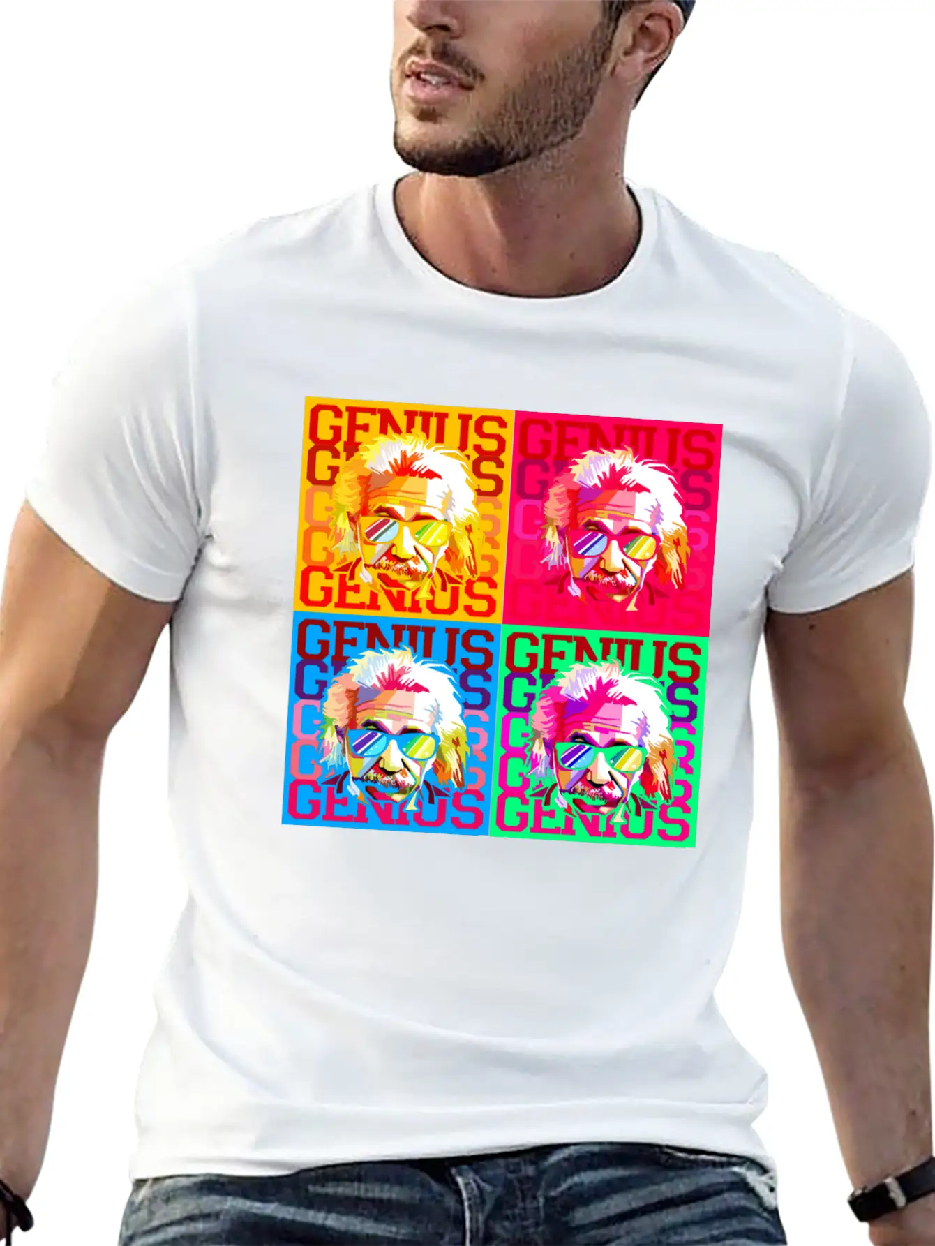 Genius Pop Art Warhol Style Einstein Gift Comfortable Minimalist Graphic Tee – Summer Style Essential