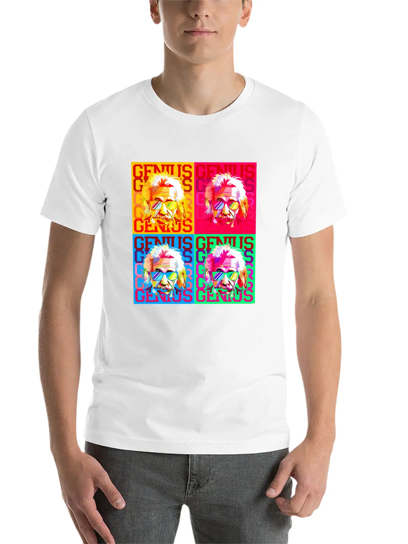 Genius Pop Art Warhol Style Einstein Gift Comfortable Minimalist Graphic Tee – Summer Style Essential