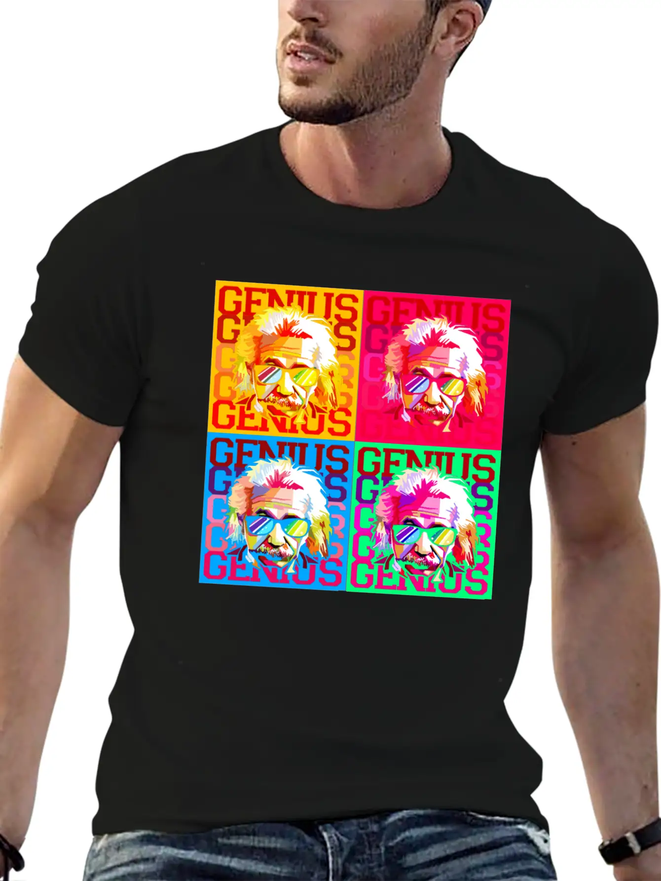 Genius Pop Art Warhol Style Einstein Gift Comfortable Minimalist Graphic Tee – Summer Style Essential
