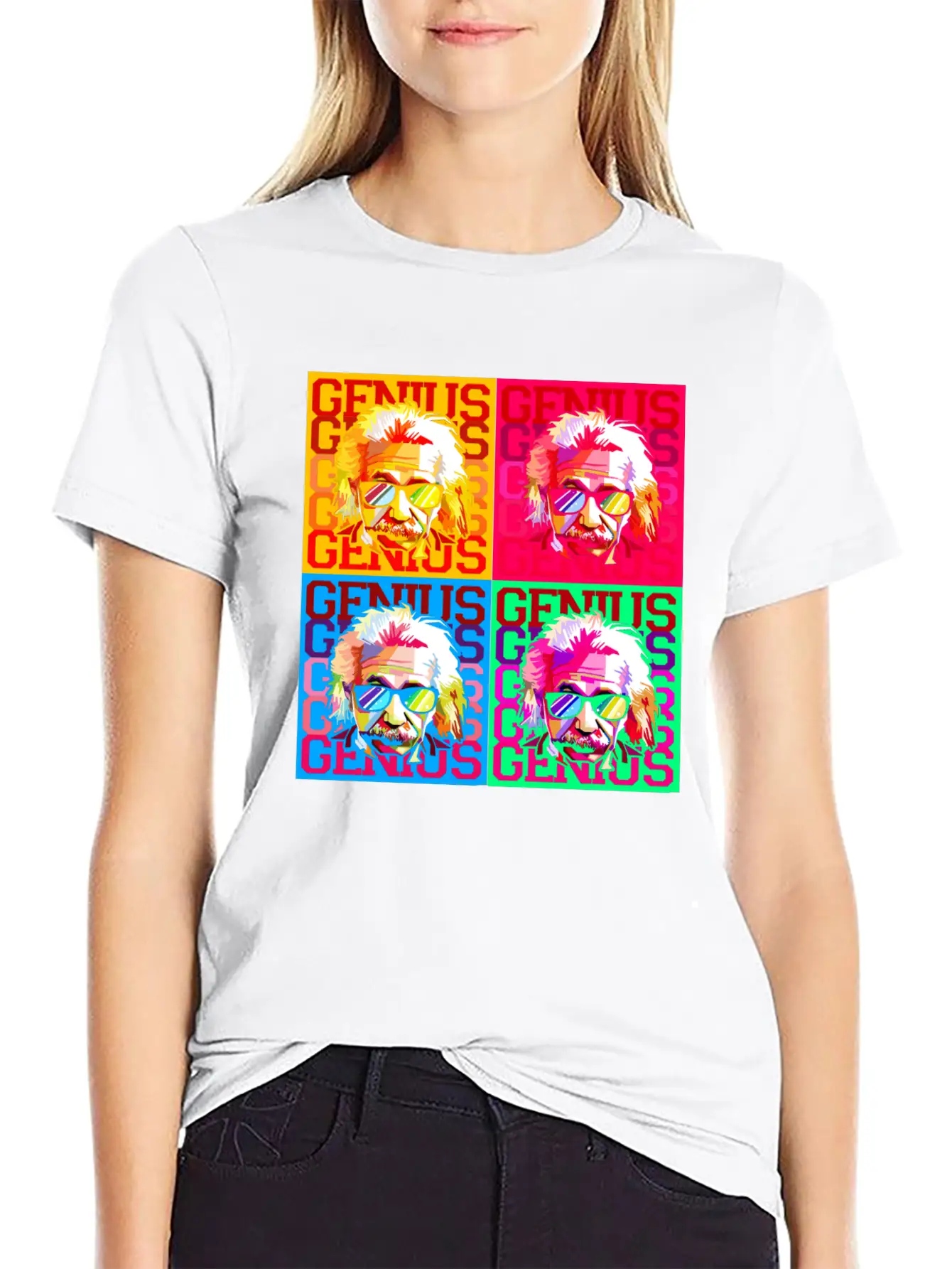Genius Pop Art Warhol Style Einstein Gift Comfortable Minimalist Graphic Tee – Summer Style Essential