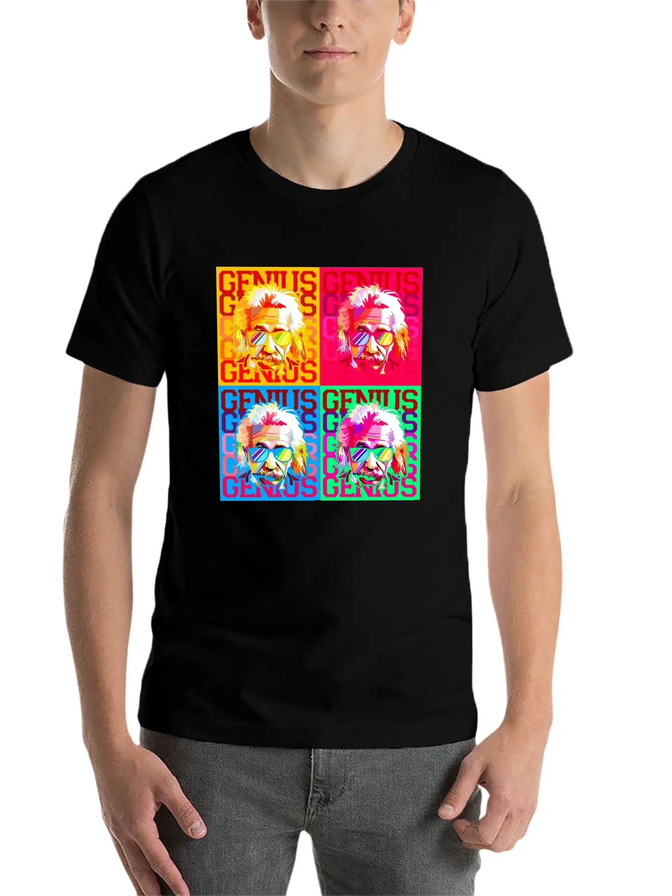 Genius Pop Art Warhol Style Einstein Gift Comfortable Minimalist Graphic Tee – Summer Style Essential