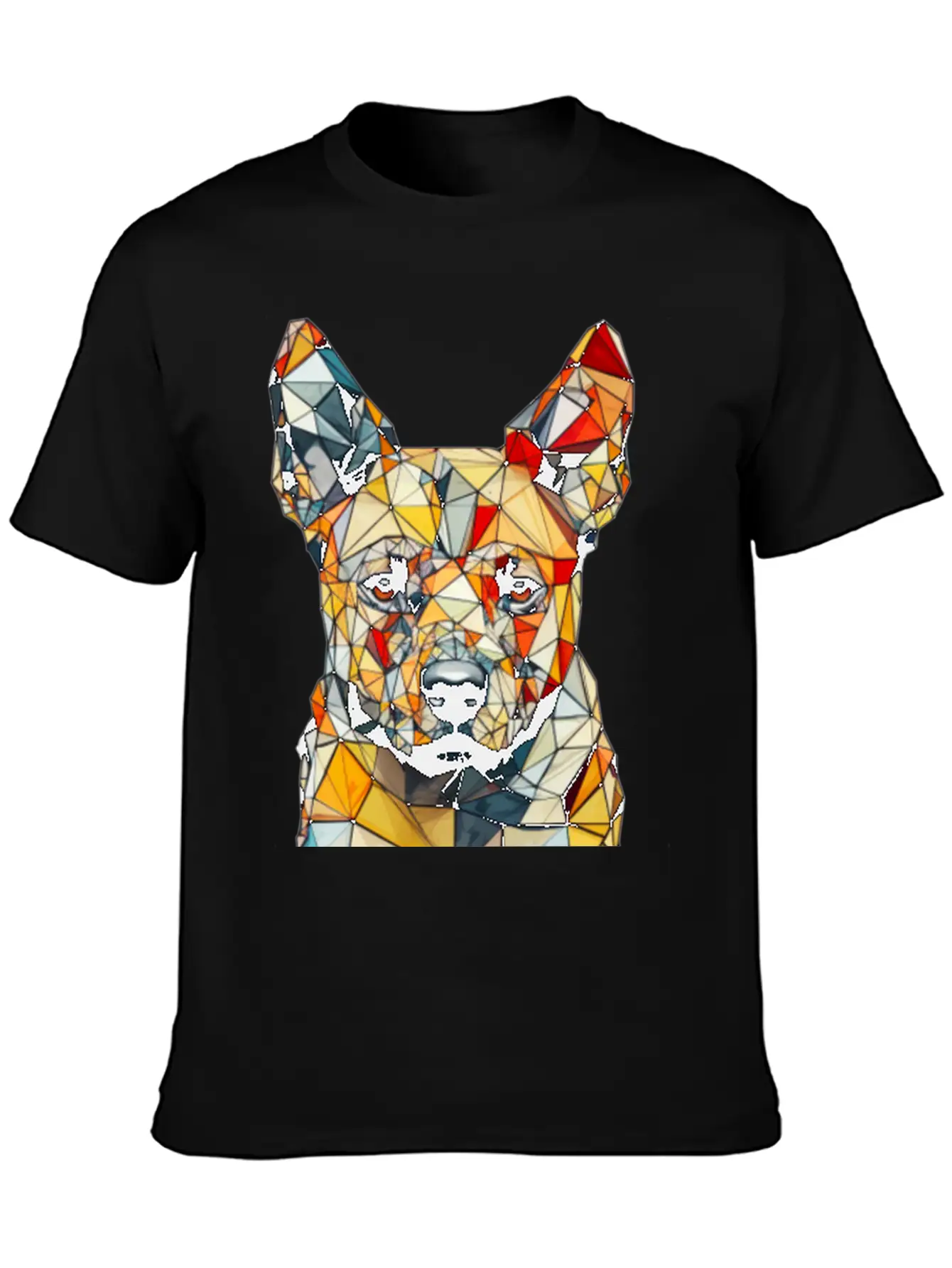 Geometric Dog Unisex Short Sleeve Soft Cotton T-Shirt – Casual Everyday Wear