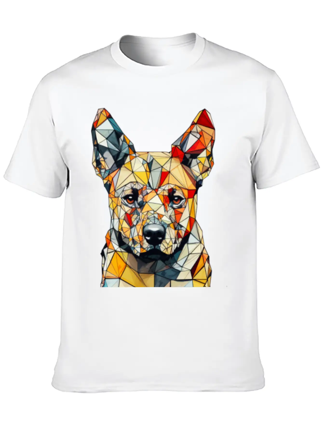 Geometric Dog Unisex Short Sleeve Soft Cotton T-Shirt – Casual Everyday Wear