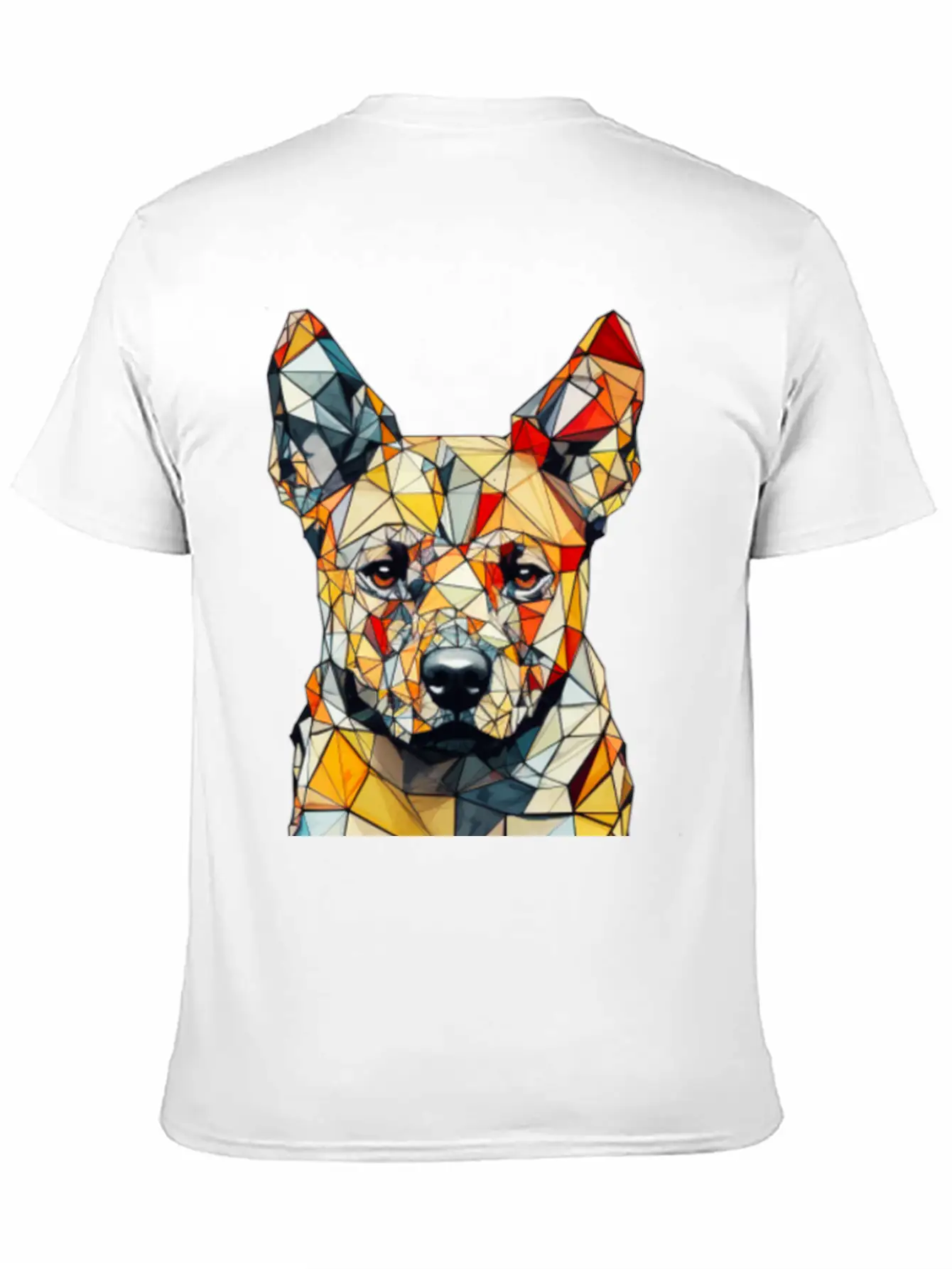 Geometric Dog Unisex Short Sleeve Soft Cotton T-Shirt – Casual Everyday Wear