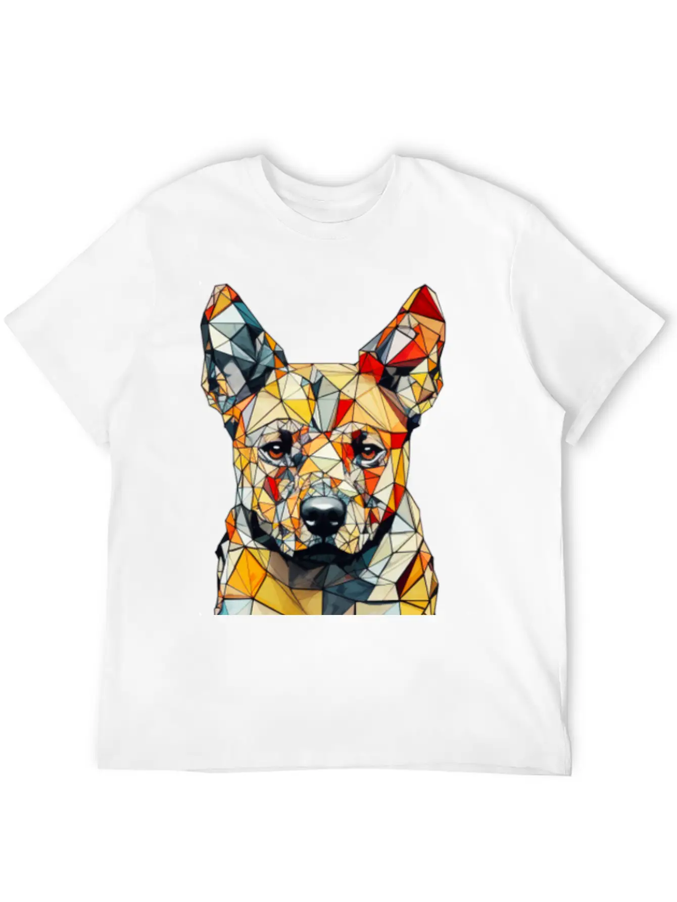 Geometric Dog Unisex Short Sleeve Soft Cotton T-Shirt – Casual Everyday Wear