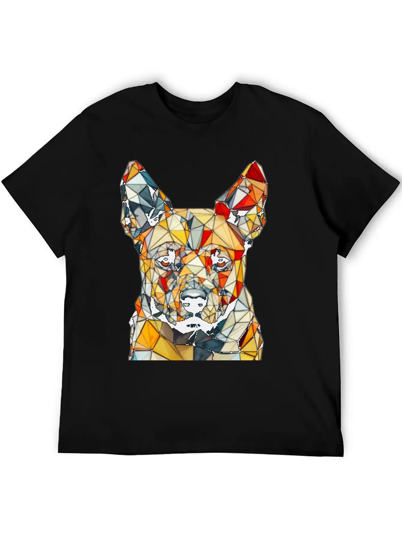 Geometric Dog Unisex Short Sleeve Soft Cotton T-Shirt – Casual Everyday Wear