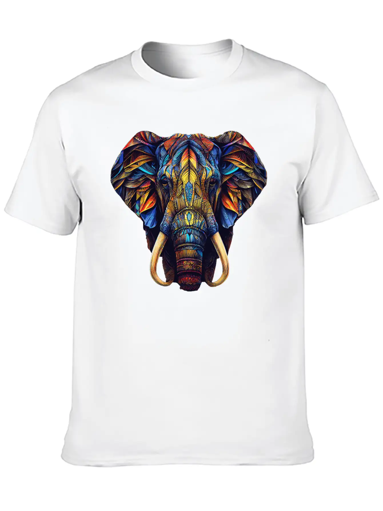 Geometric Elephant Colorful Abstract Rainbow Timeless Short Sleeve Tee – Comfy And Minimalist Design