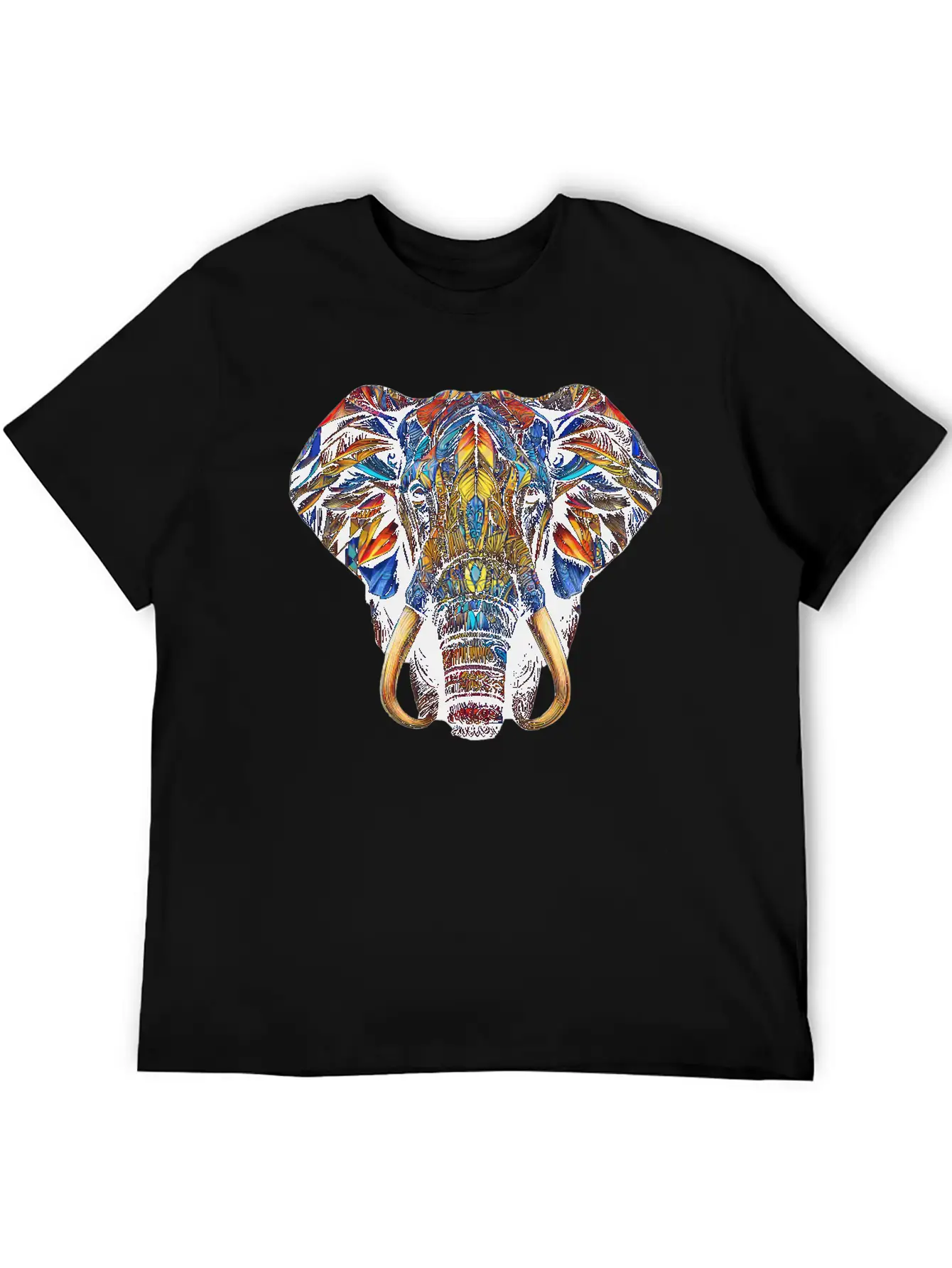 Geometric Elephant Colorful Abstract Rainbow Timeless Short Sleeve Tee – Comfy And Minimalist Design