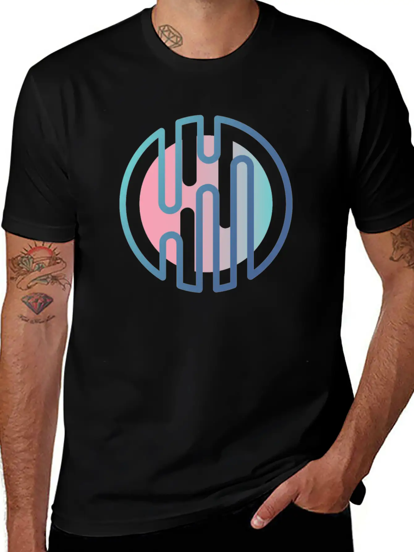 Geometric Gradient Cirlcels Aesthetic Avant Garde Essential Unisex Summer Tee – Soft Cotton Casual Fit