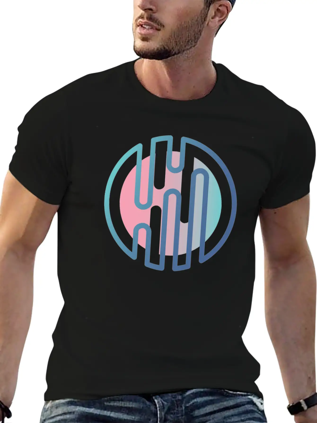 Geometric Gradient Cirlcels Aesthetic Avant Garde Essential Unisex Summer Tee – Soft Cotton Casual Fit