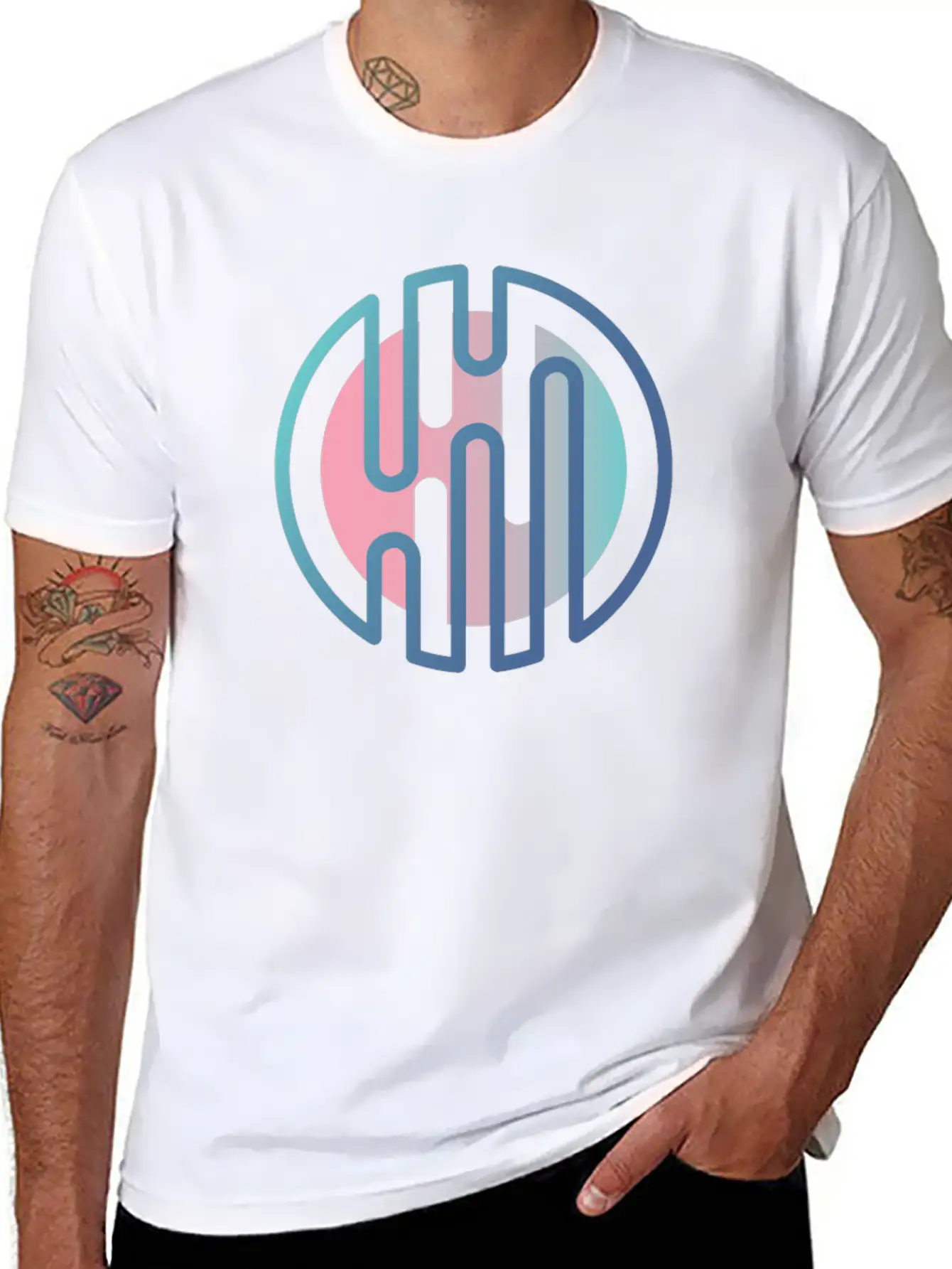 Geometric Gradient Cirlcels Aesthetic Avant Garde Essential Unisex Summer Tee – Soft Cotton Casual Fit